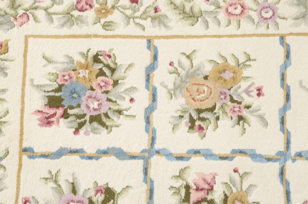 White Floral Area Rug