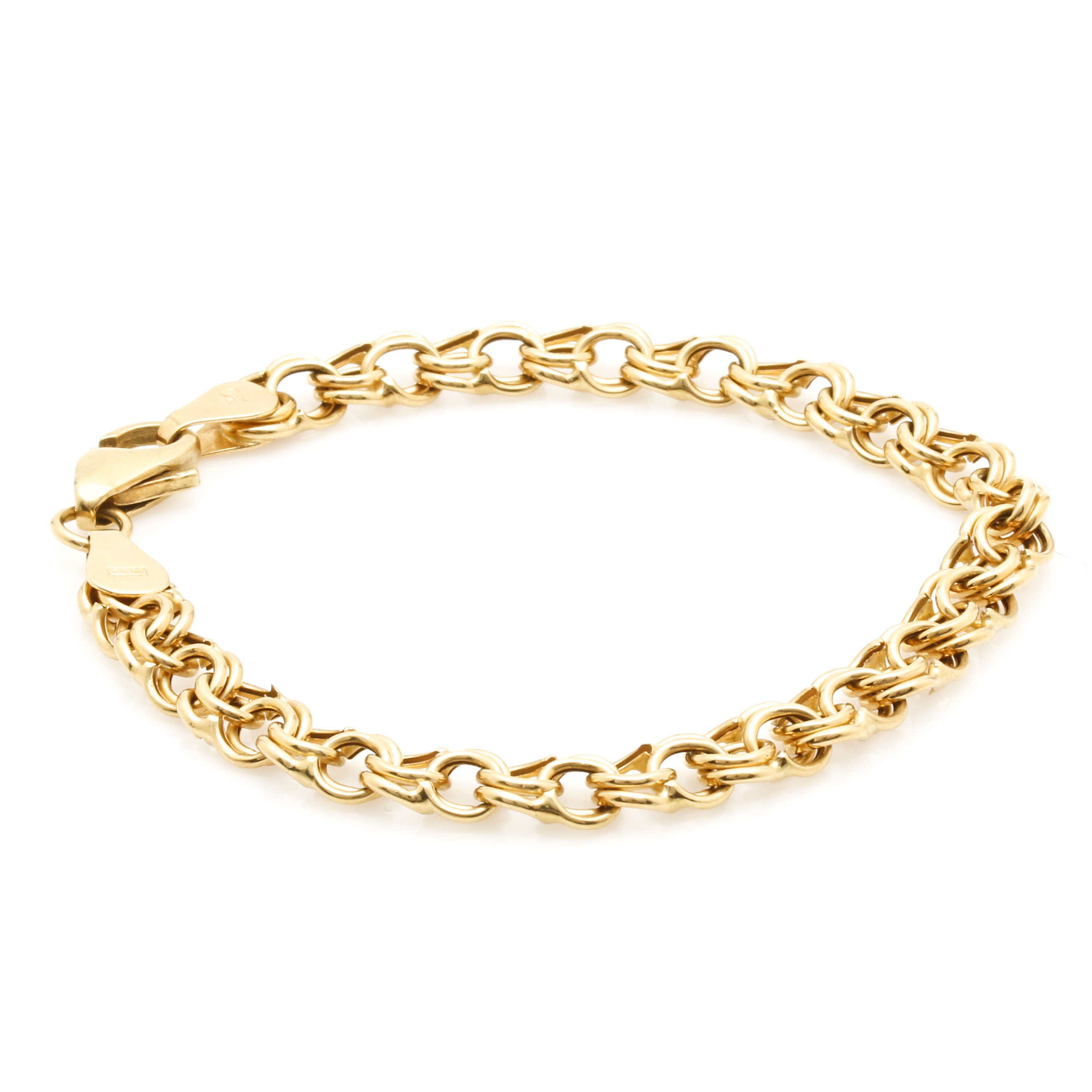 18K Yellow Gold Double Chain Link Bracelet
