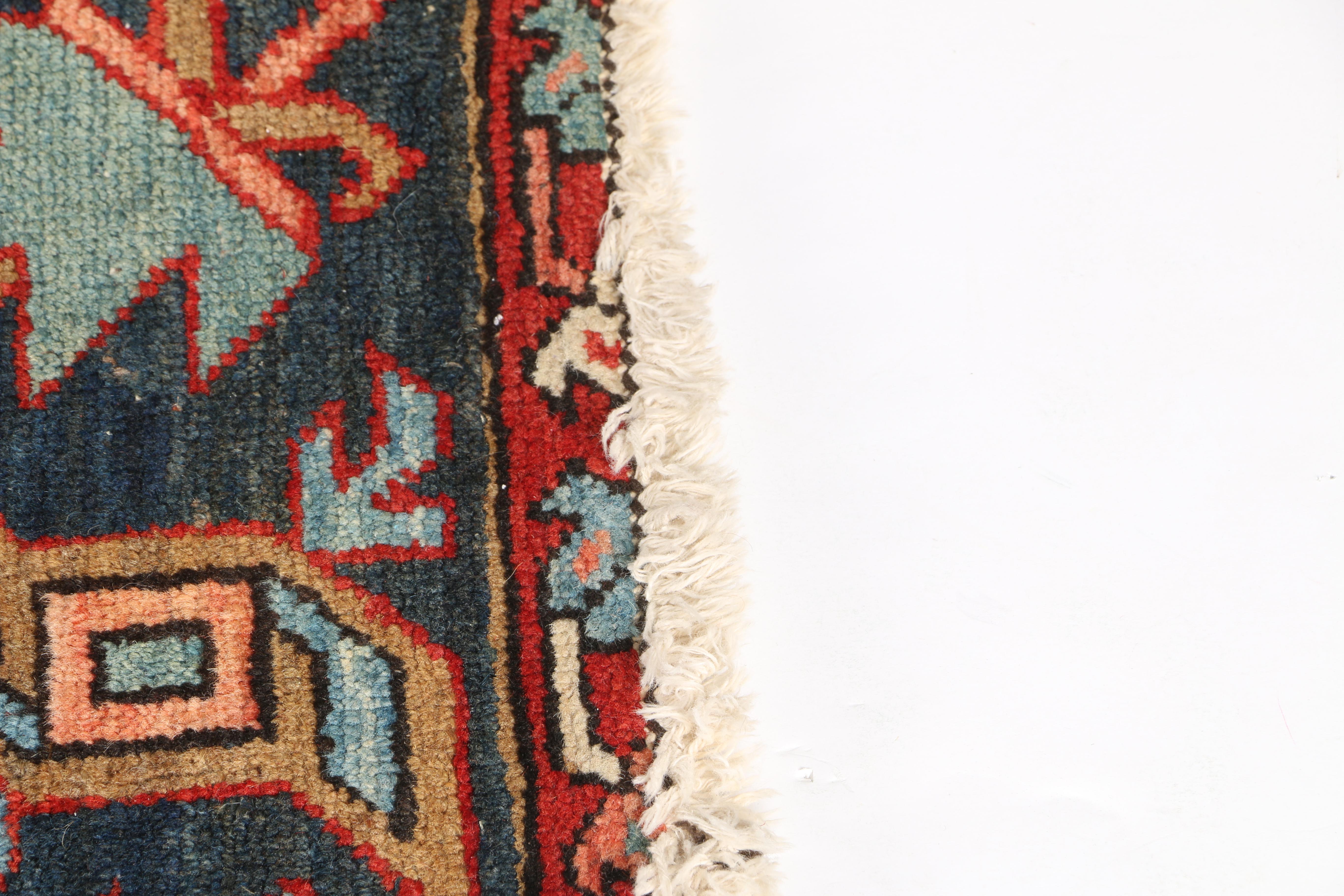 Hand-Knotted Vintage Heriz Wool Area Rug