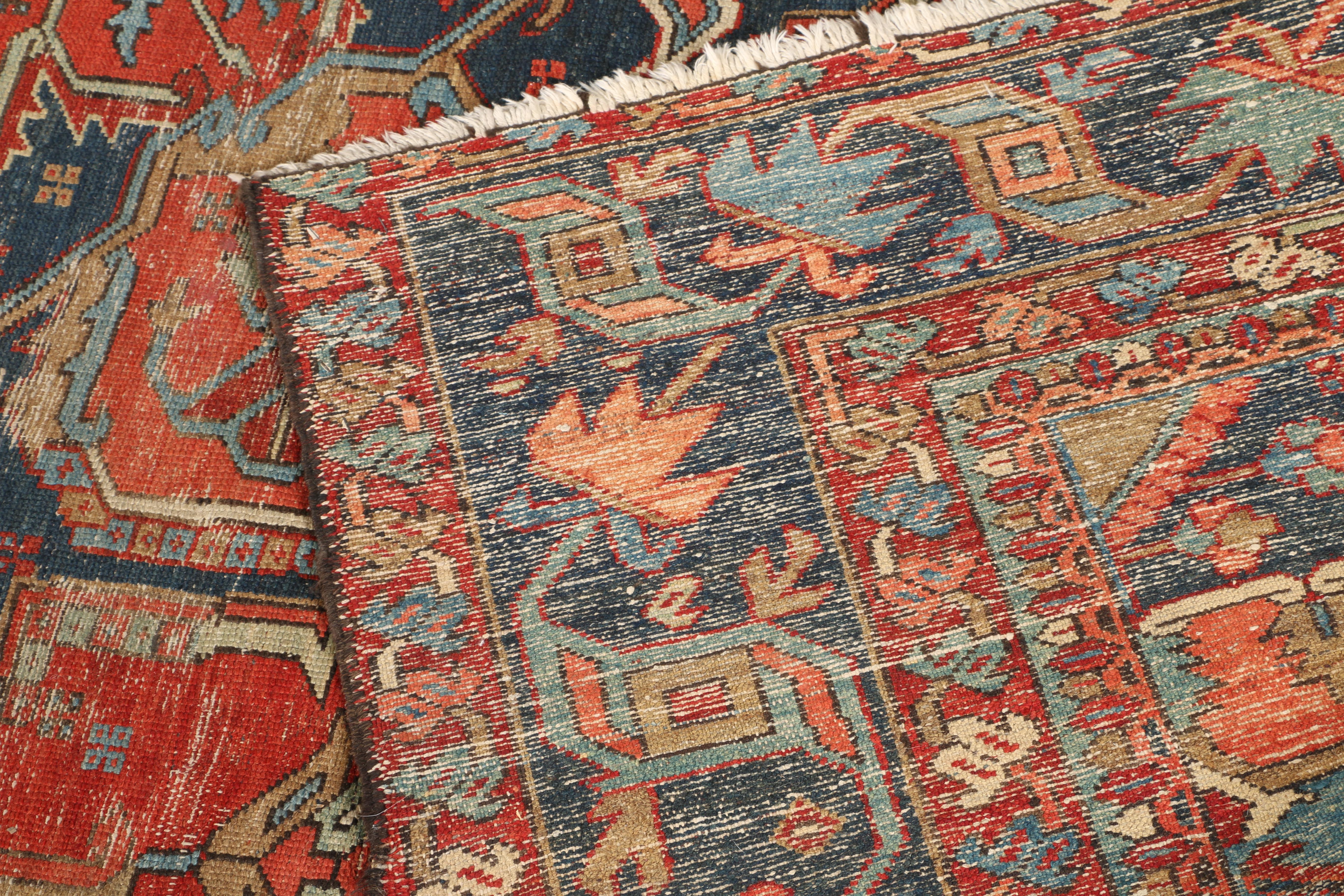 Hand-Knotted Vintage Heriz Wool Area Rug