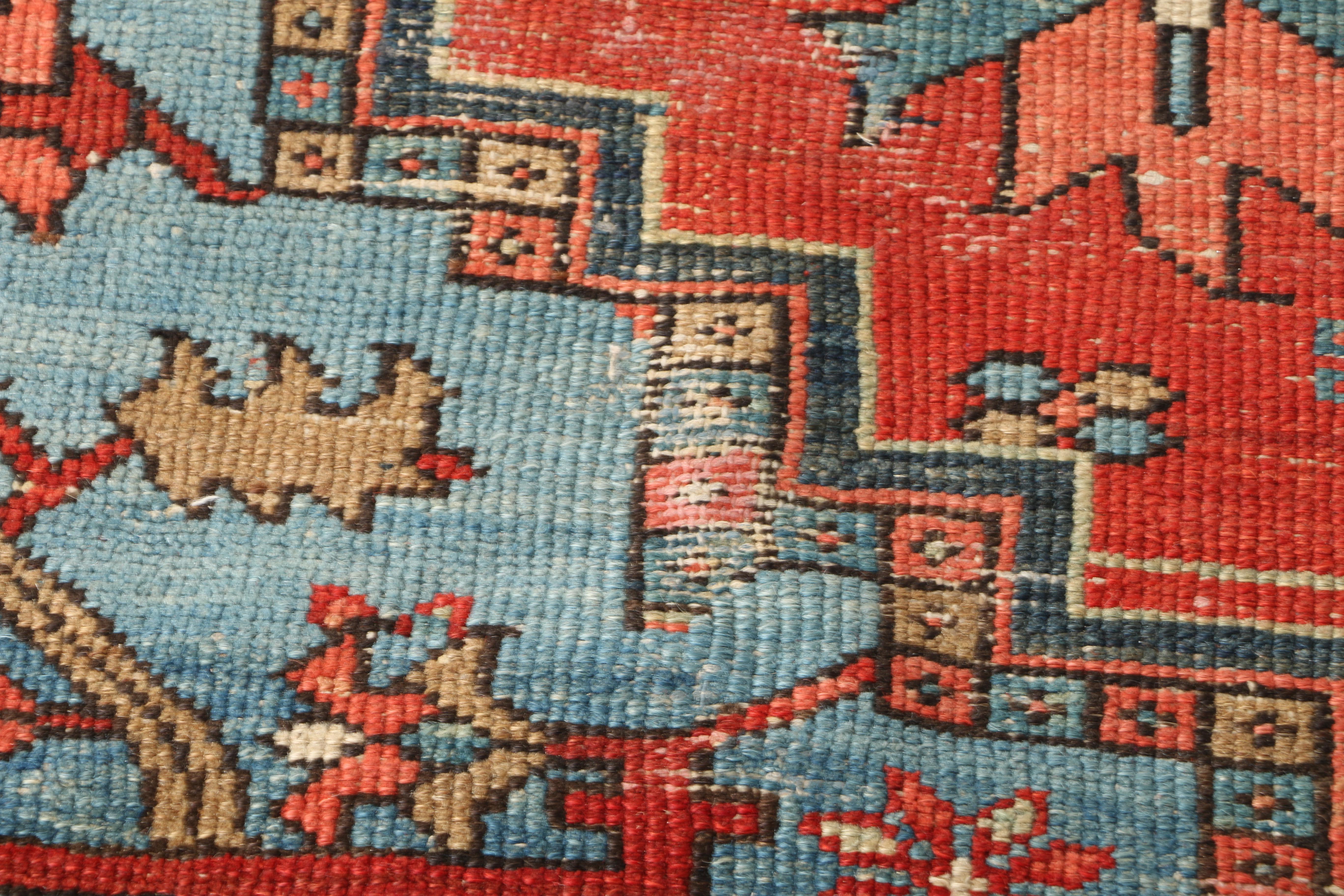 Hand-Knotted Vintage Heriz Wool Area Rug