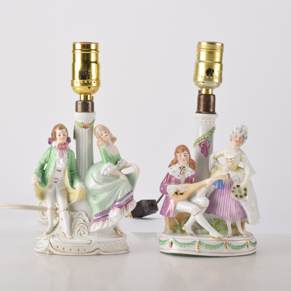 Vintage Rococo Revival Boudoir Lamps