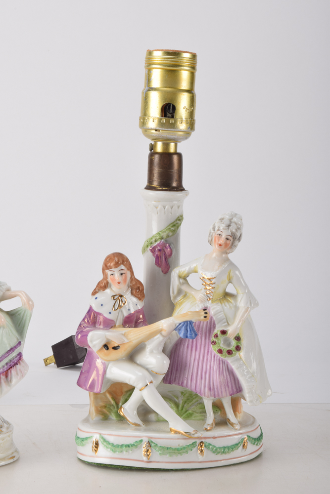 Vintage Rococo Revival Boudoir Lamps