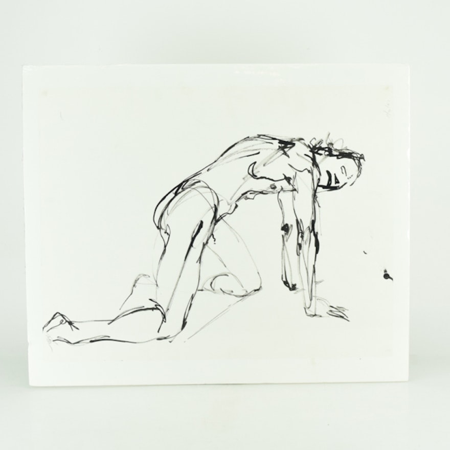 John Tuska Ink on Paper Drawing of Figure