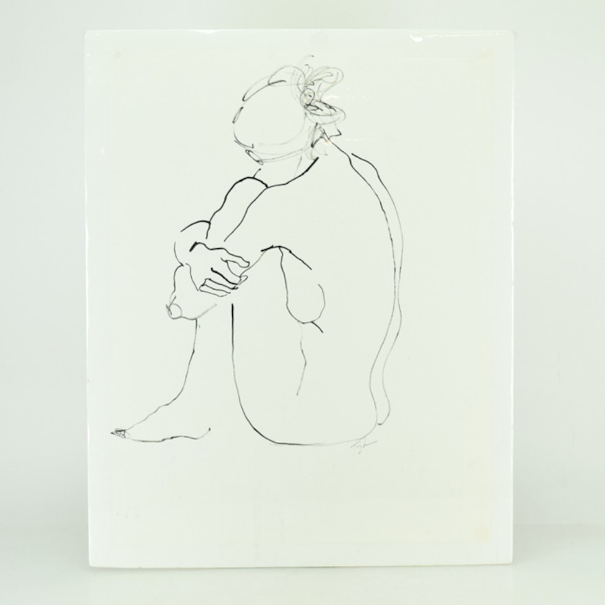 John Tuska Ink on Paper of Seated Figure