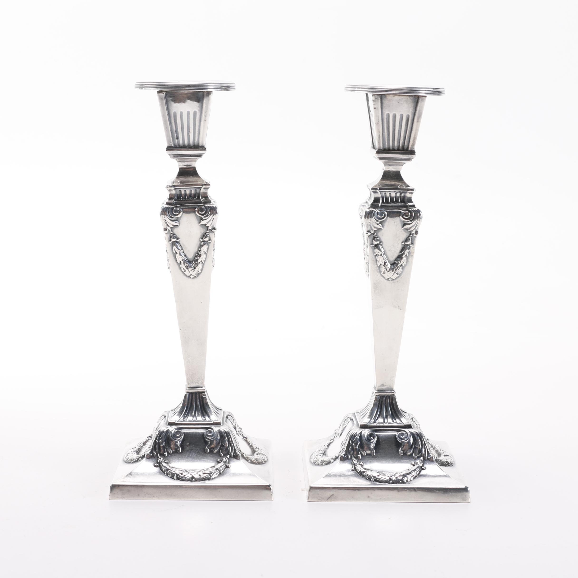La Pierre Mfg Co. Weighted Sterling Pedestal Candlesticks