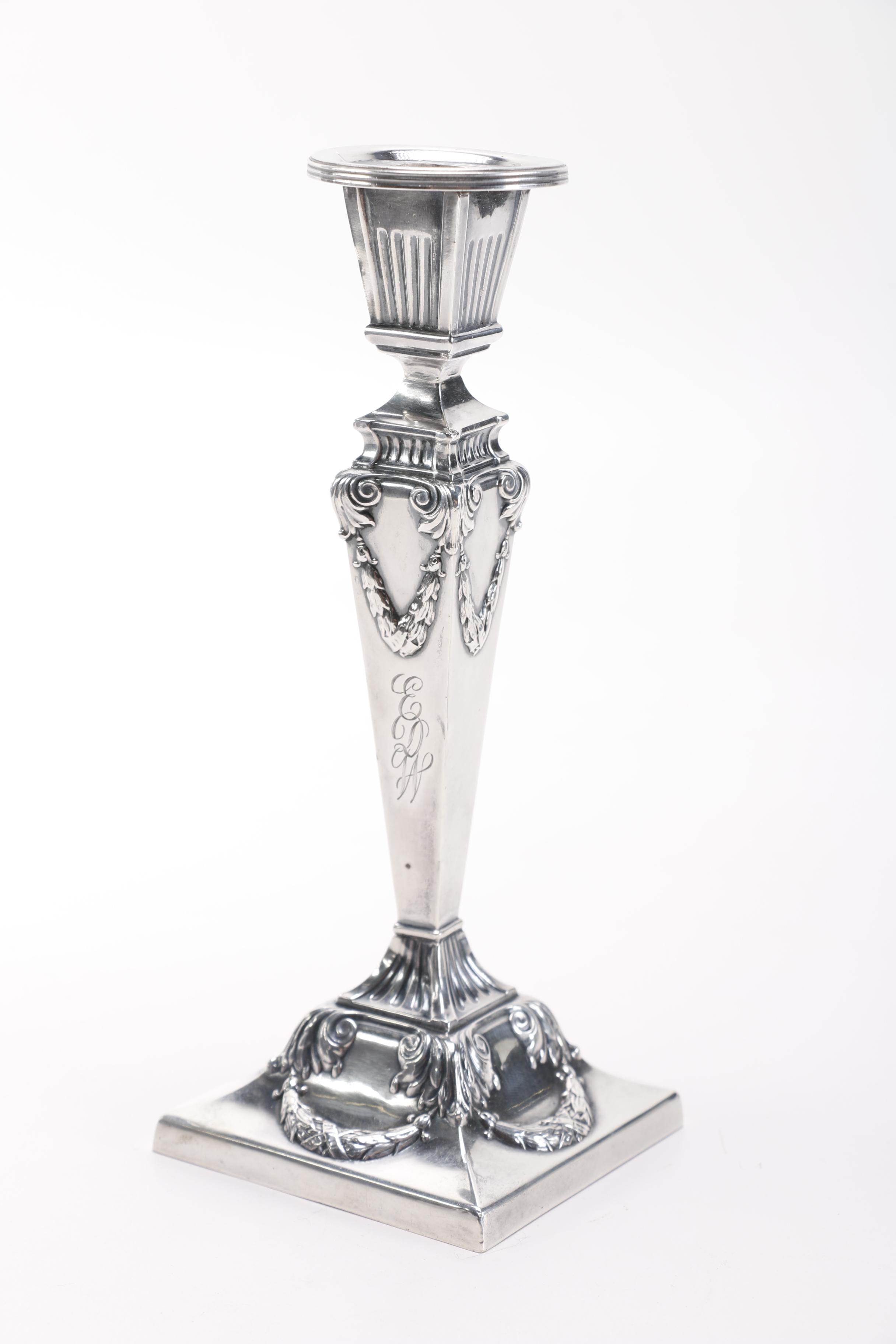 La Pierre Mfg Co. Weighted Sterling Pedestal Candlesticks