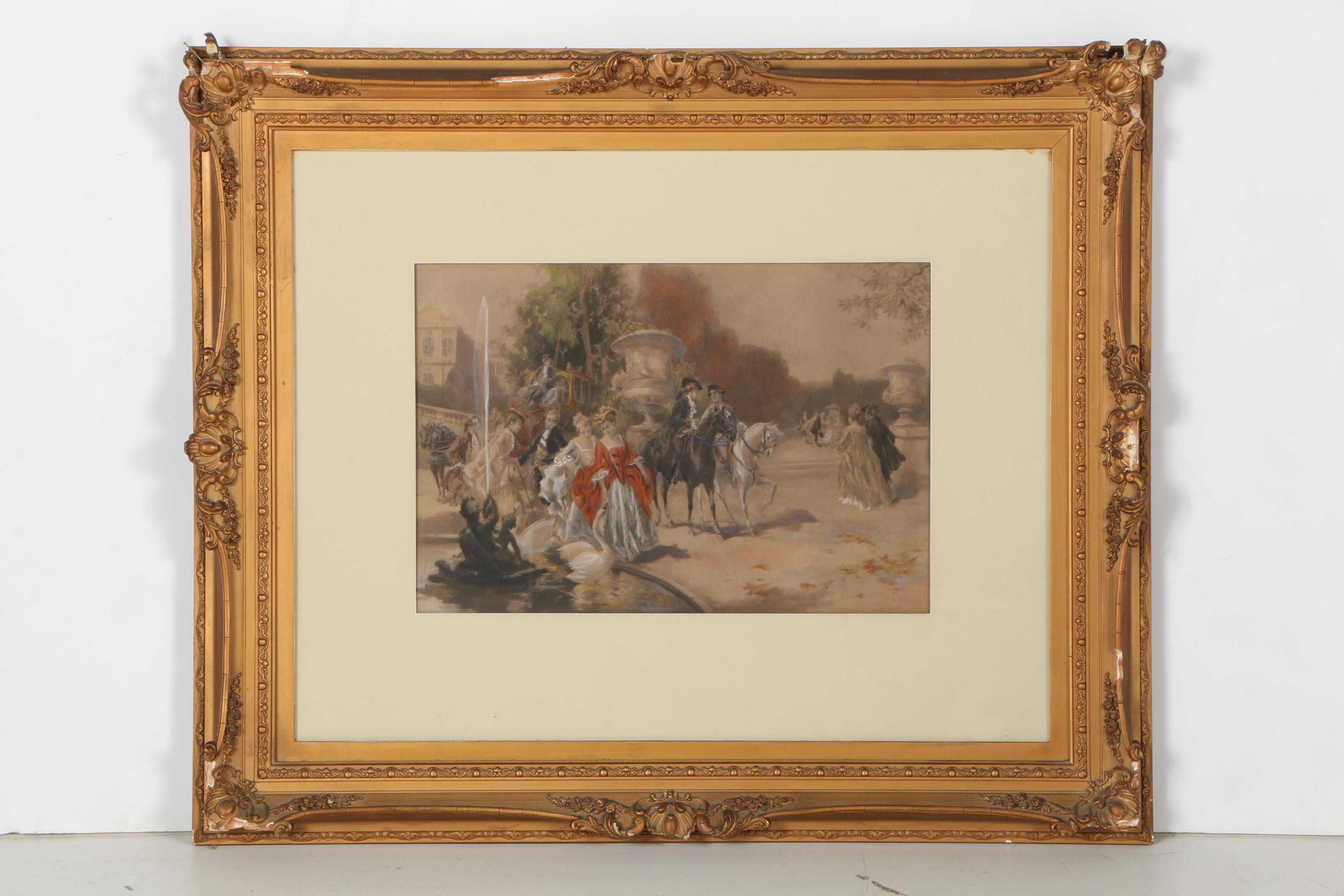 After Vicente Garcia de Paredes Embellished Lithograph "Sunday in the Park"