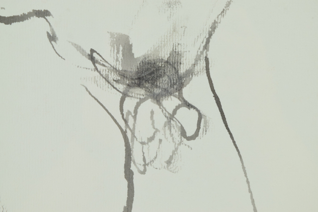 John Tuska Ink Wash on Paper of Standing Male Nude