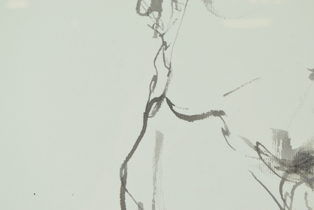 John Tuska Ink Wash on Paper of Standing Male Nude