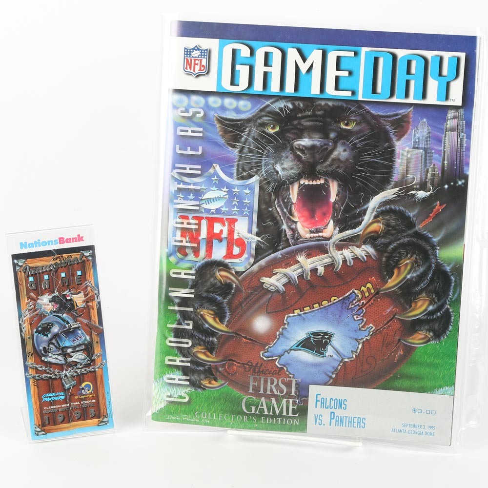 Carolina Panthers September 3, 1995 First Game Program and  Innagural Game Ticket