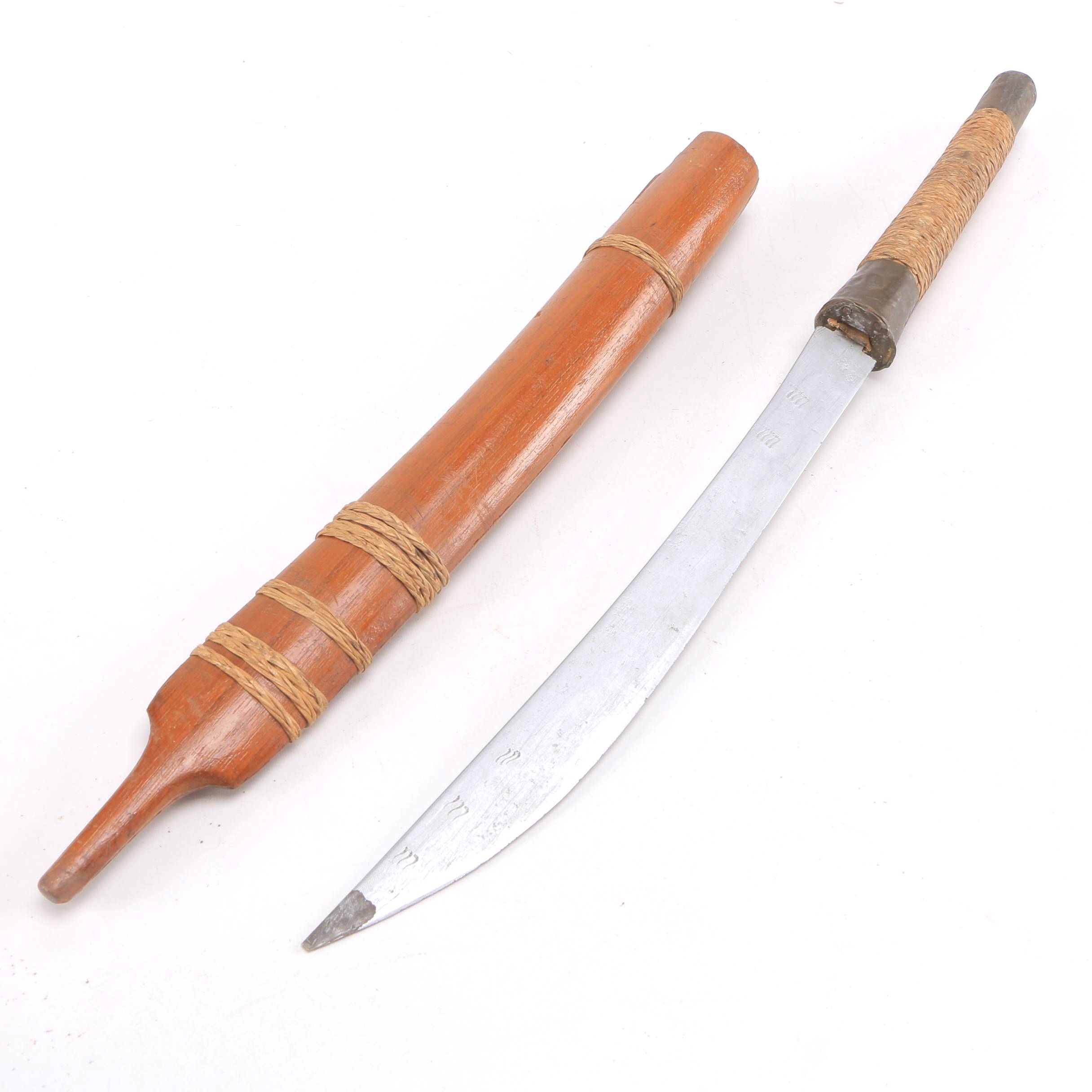 Thai Daab Sword With Bamboo Sheath