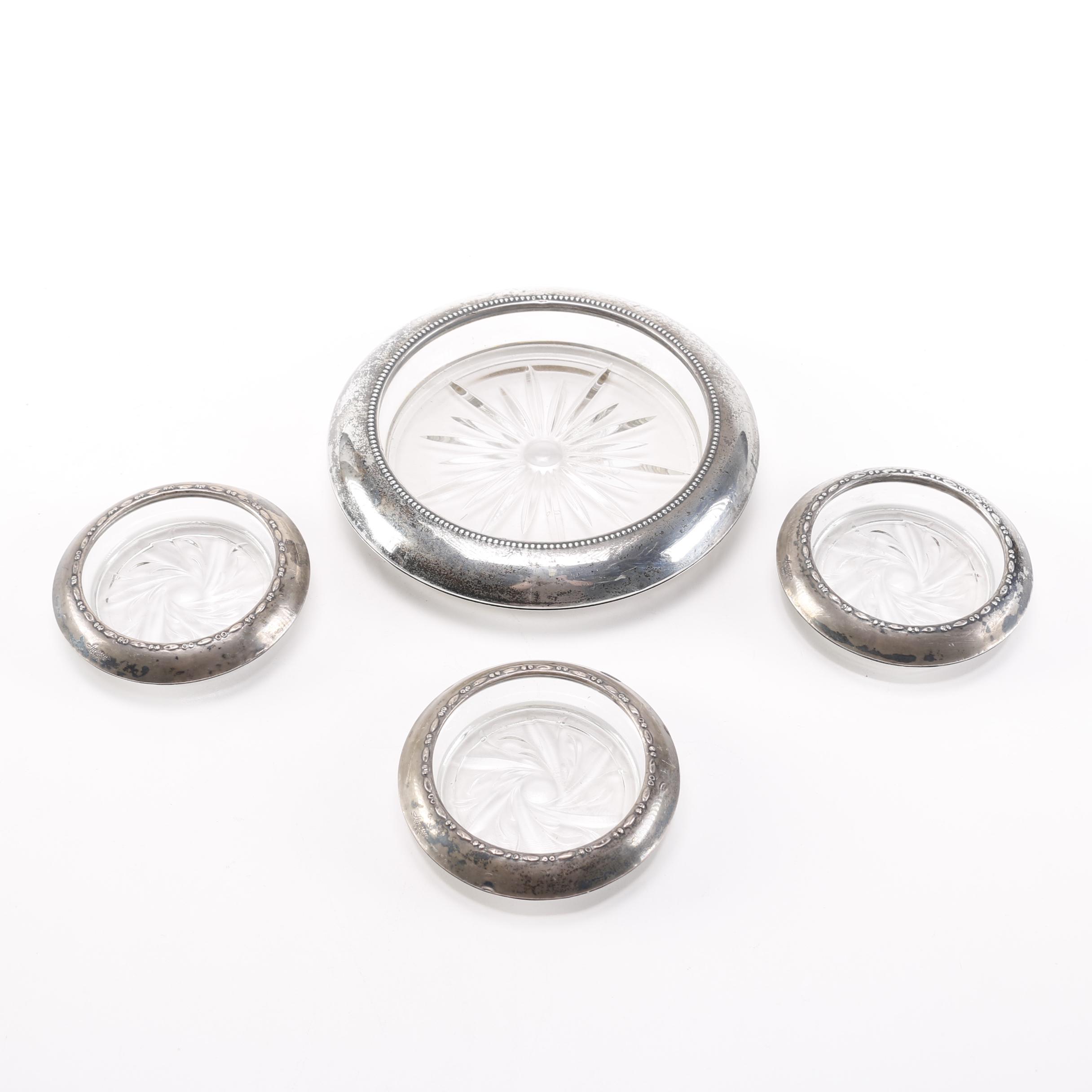 Sterling and Glass Coasters Featuring Frank M. Whiting