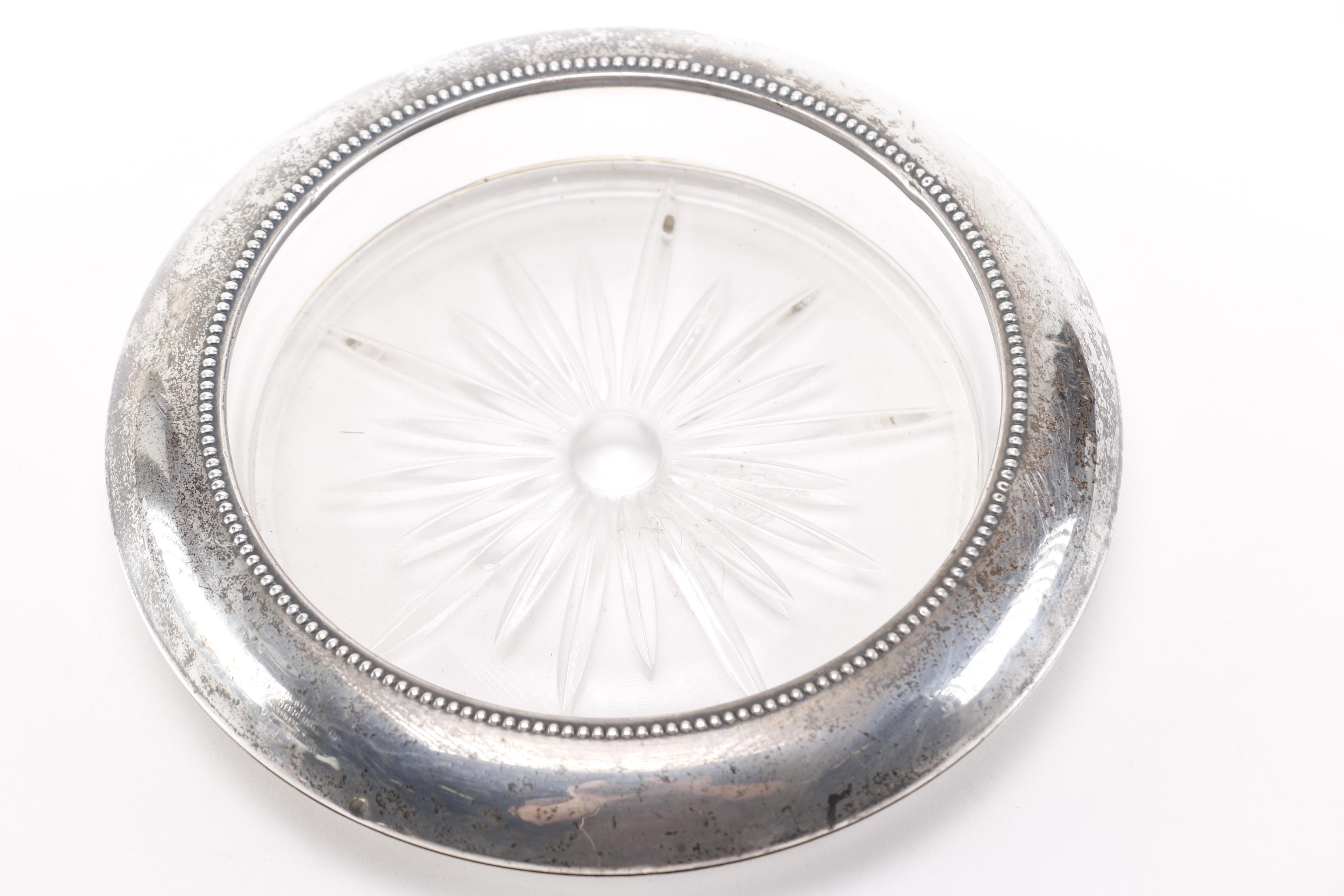 Sterling and Glass Coasters Featuring Frank M. Whiting