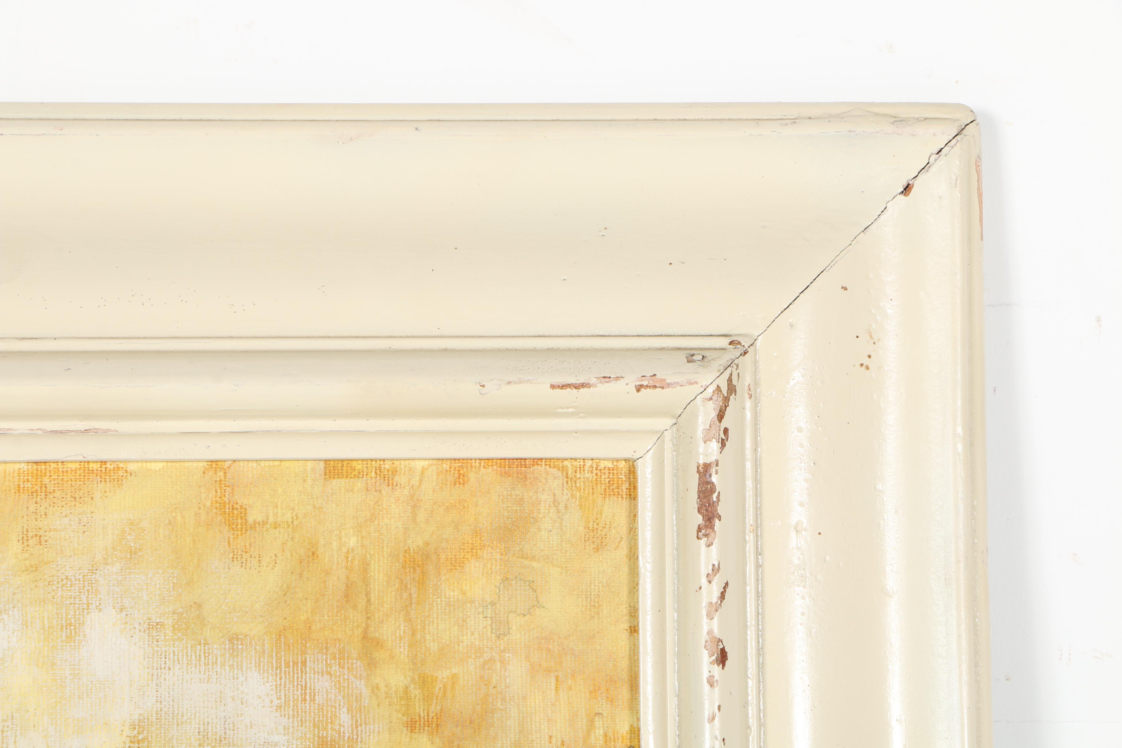 Framed Oil Painting of a Boat Filled Harbor