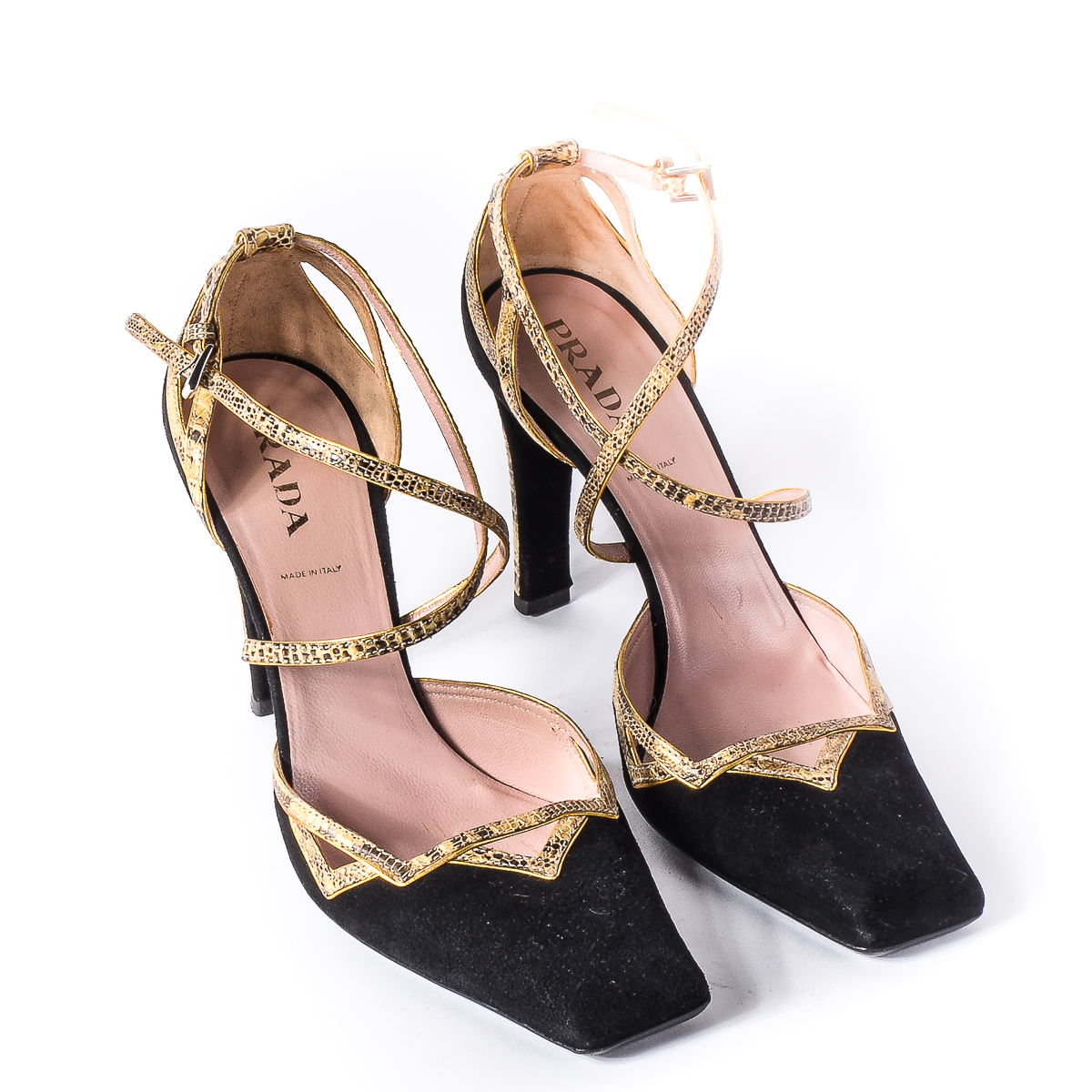 Prada Snakeskin and Suede High Heels