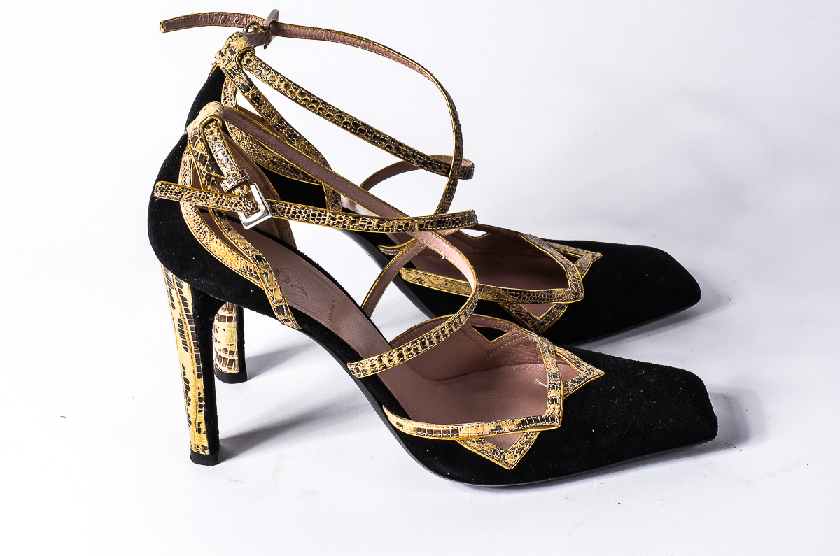 Prada Snakeskin and Suede High Heels