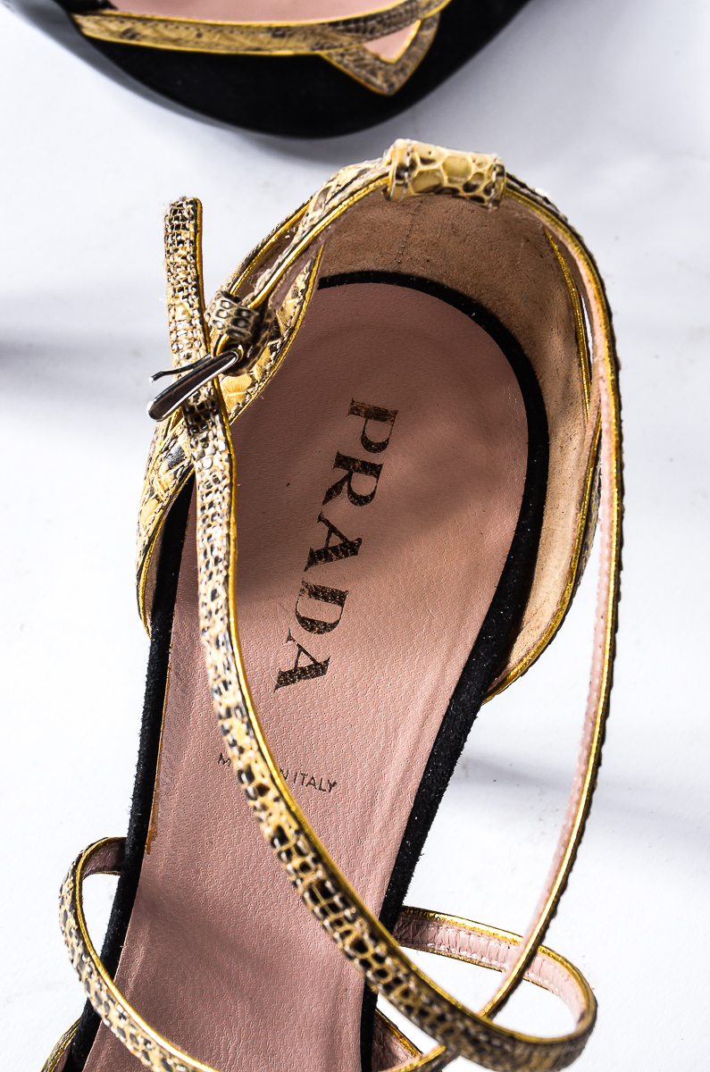 Prada Snakeskin and Suede High Heels