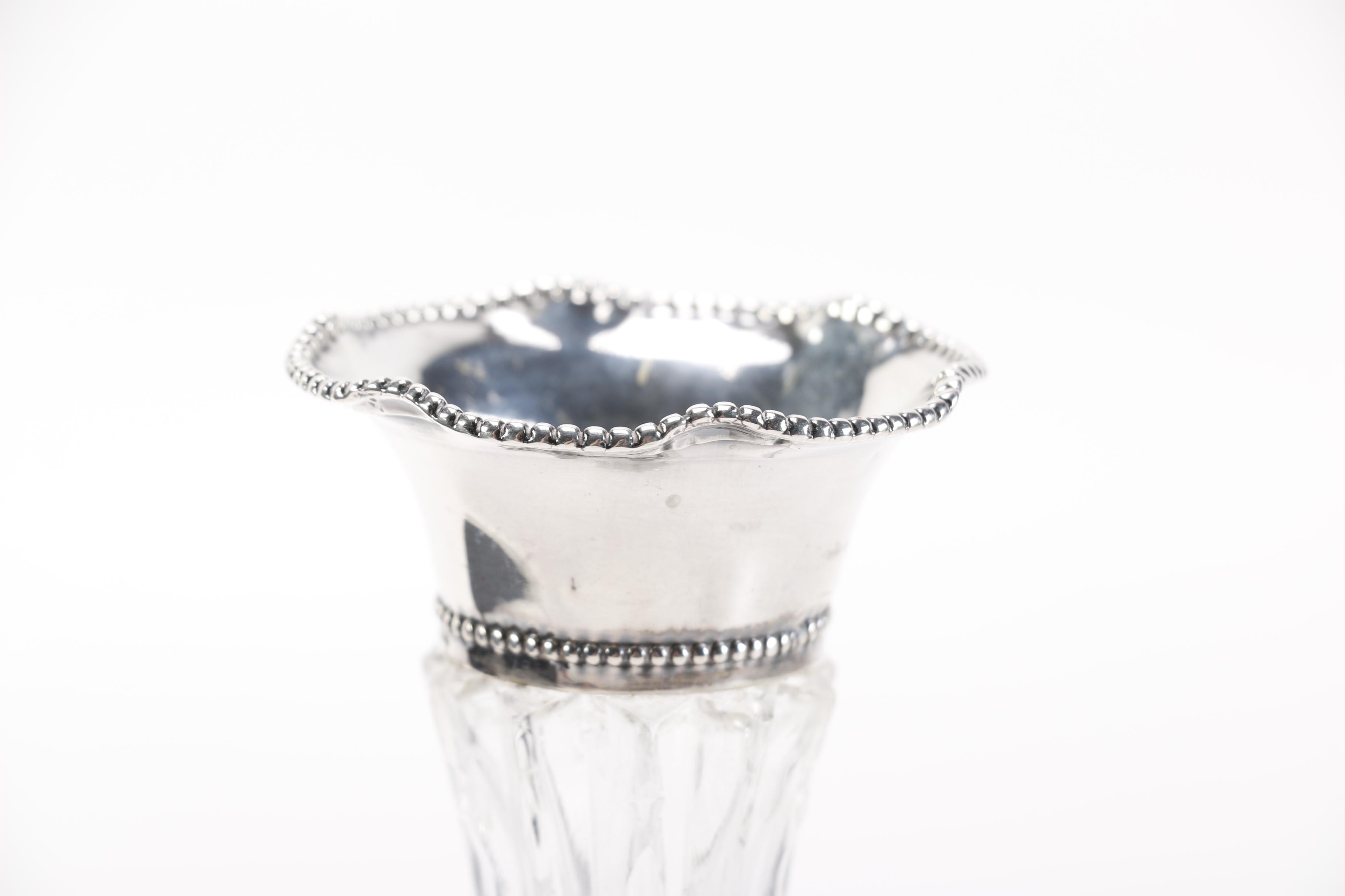Cut Crystal Vase With Sterling Silver Rim