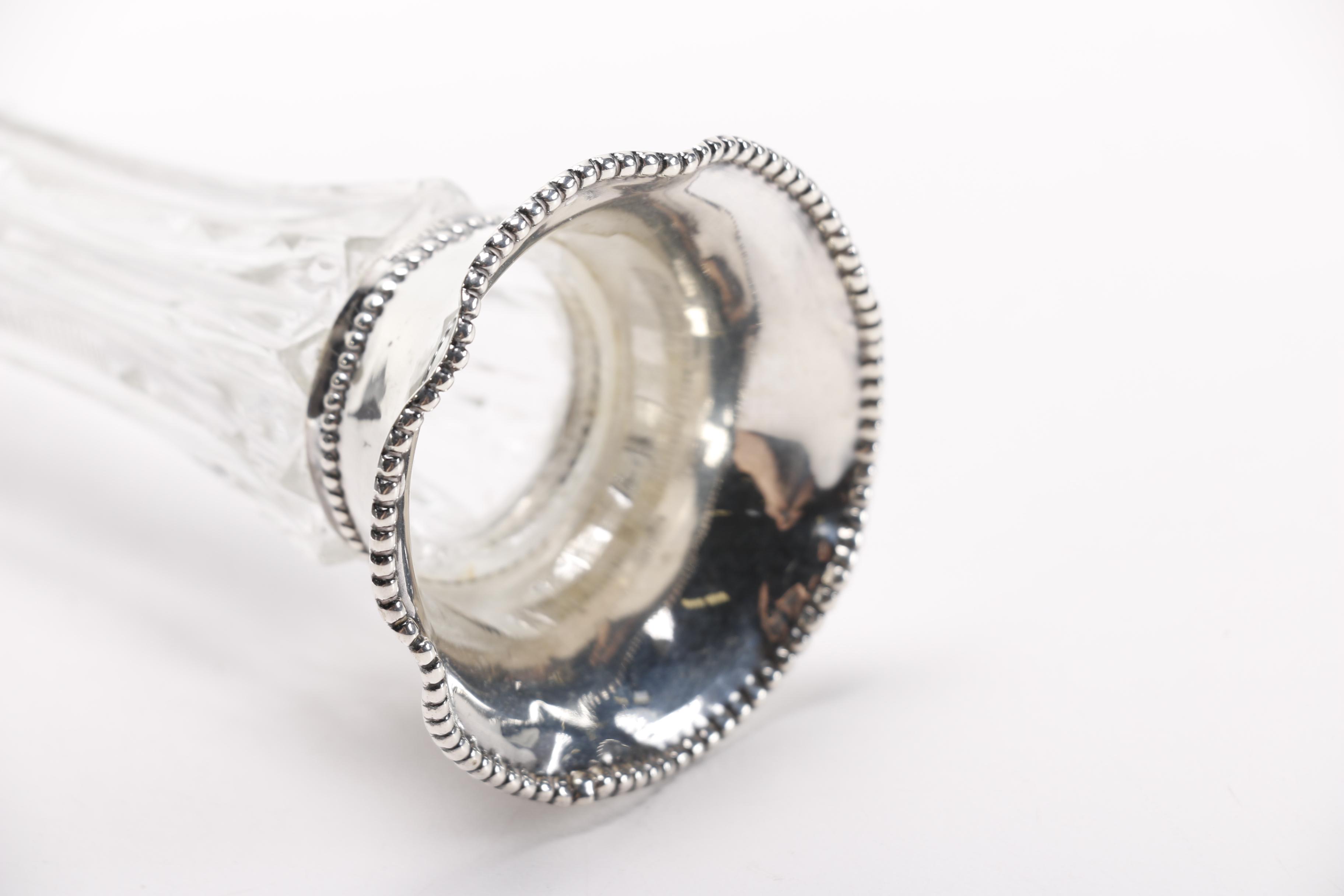 Cut Crystal Vase With Sterling Silver Rim