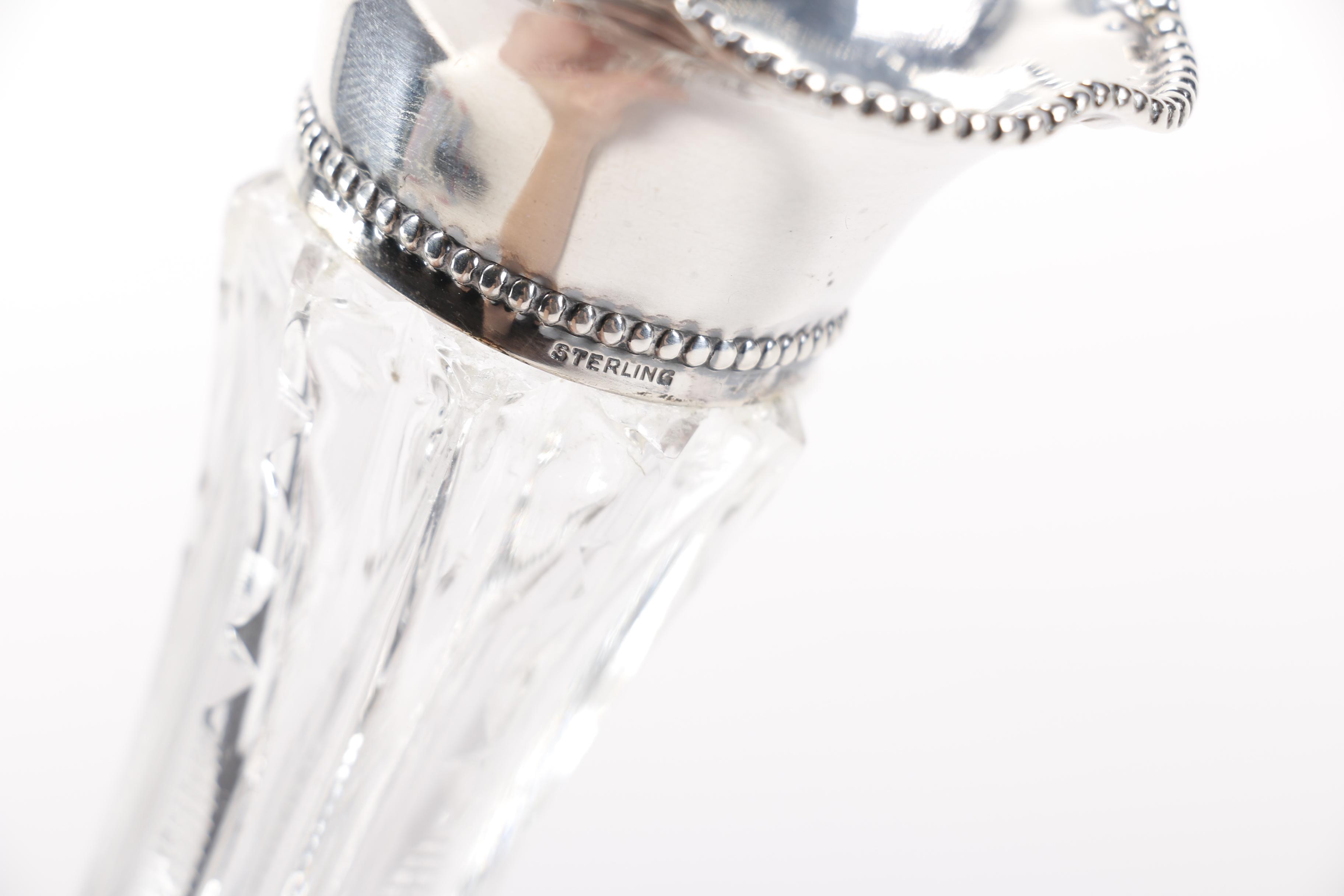 Cut Crystal Vase With Sterling Silver Rim