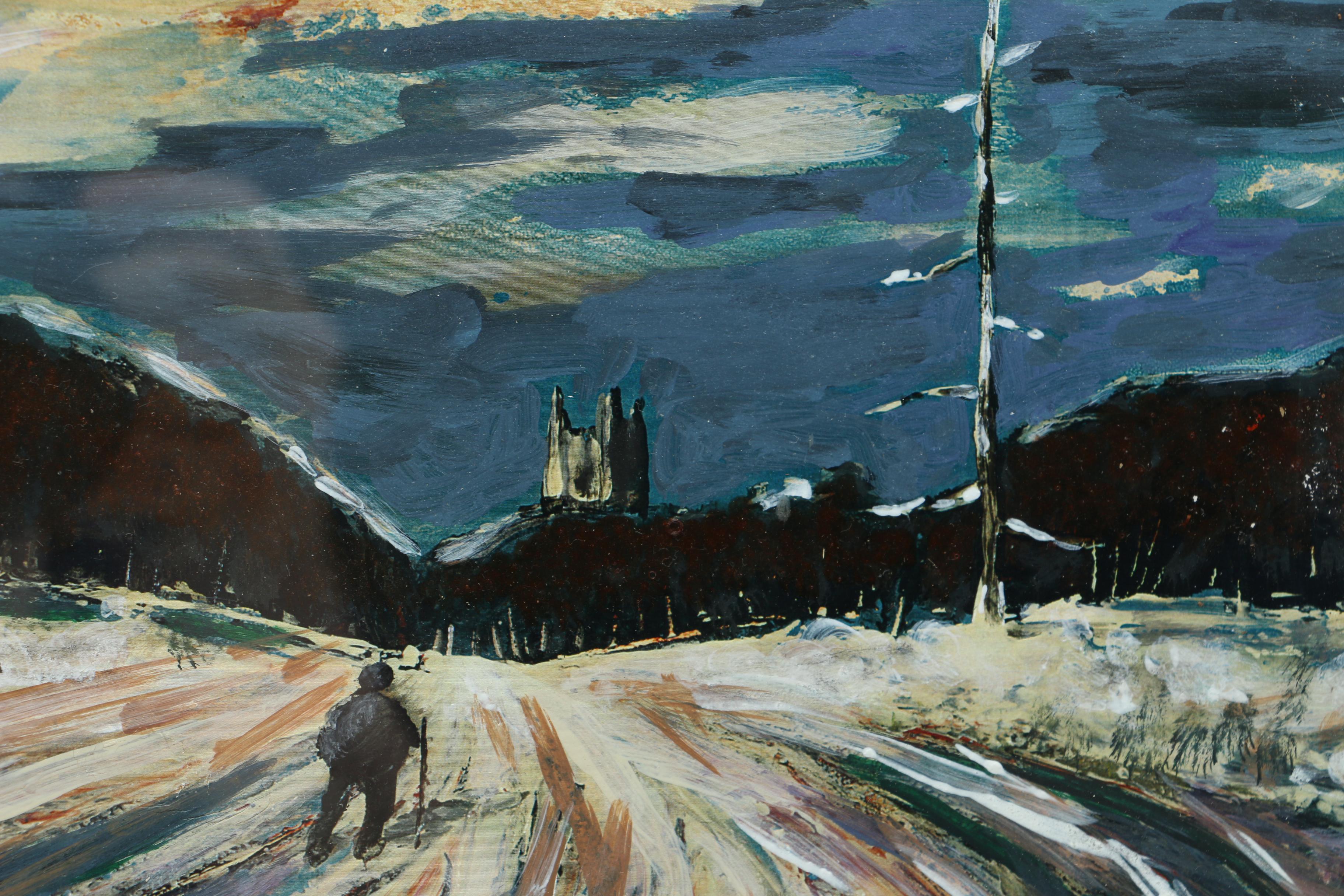 Acrylic Embellished Inkjet Print of a Figure in Landscape