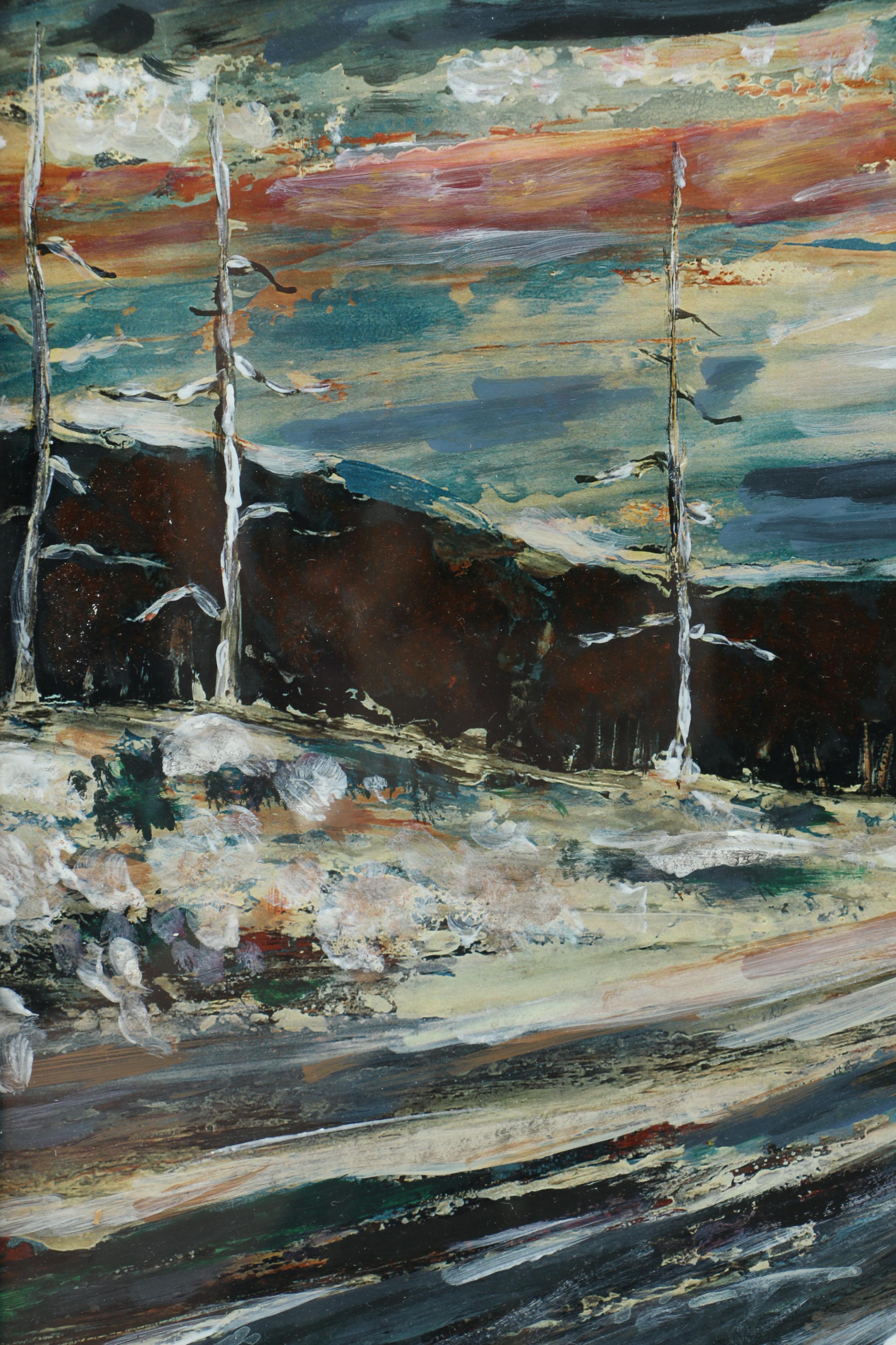 Acrylic Embellished Inkjet Print of a Figure in Landscape