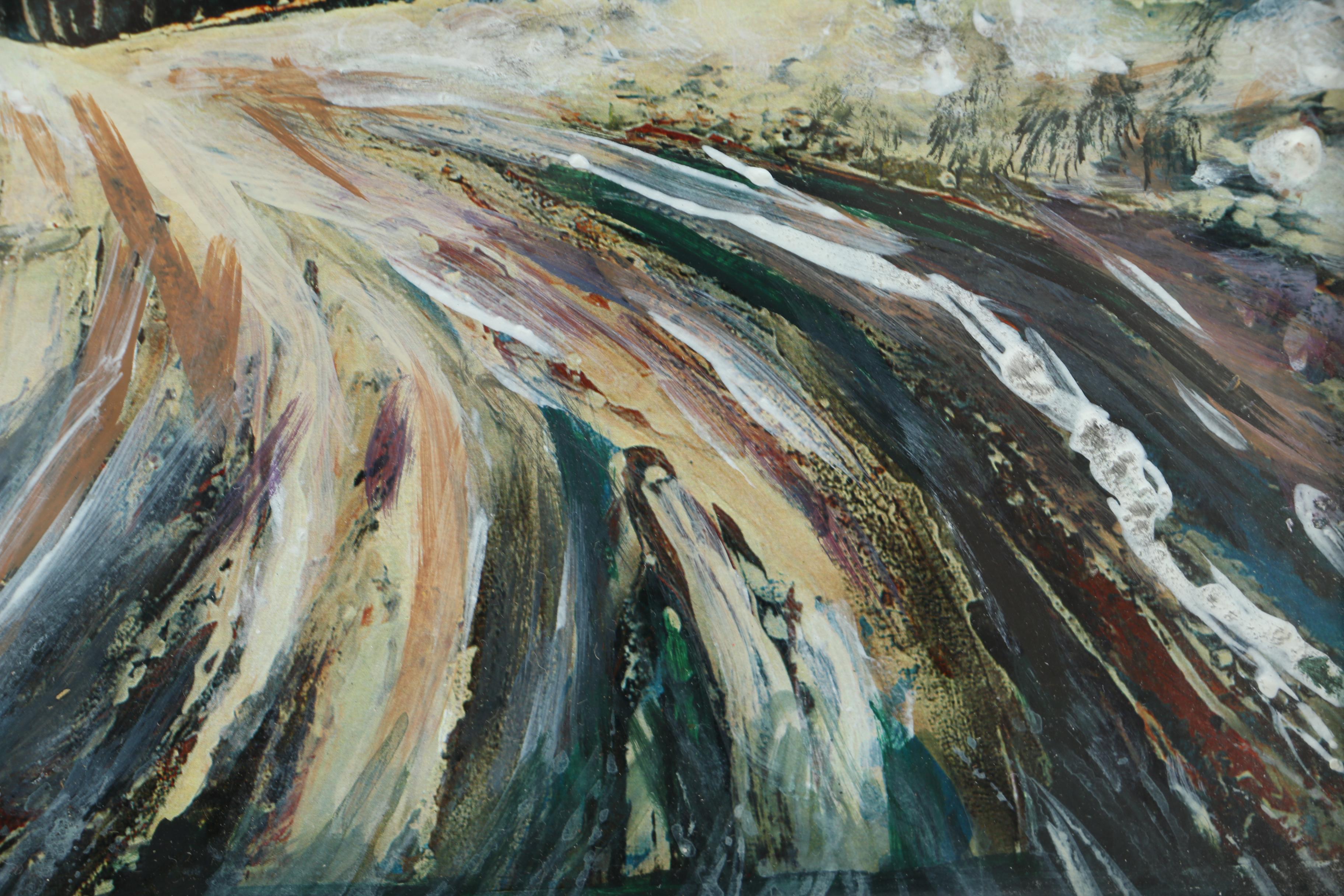 Acrylic Embellished Inkjet Print of a Figure in Landscape