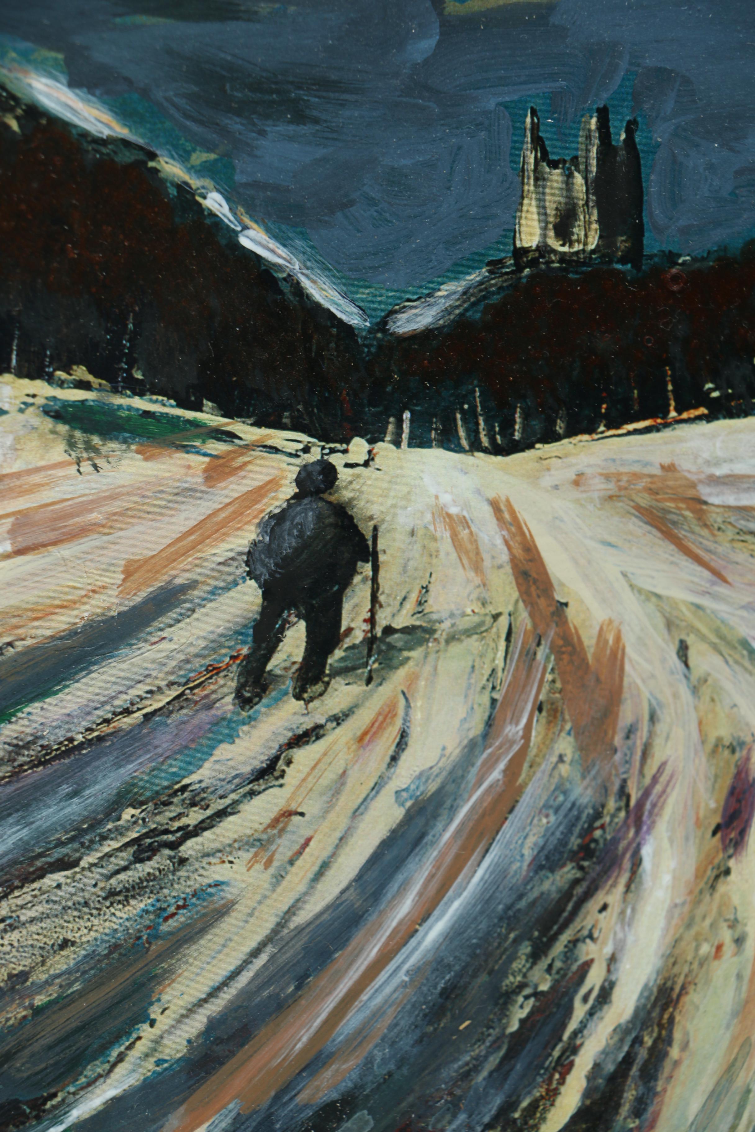 Acrylic Embellished Inkjet Print of a Figure in Landscape