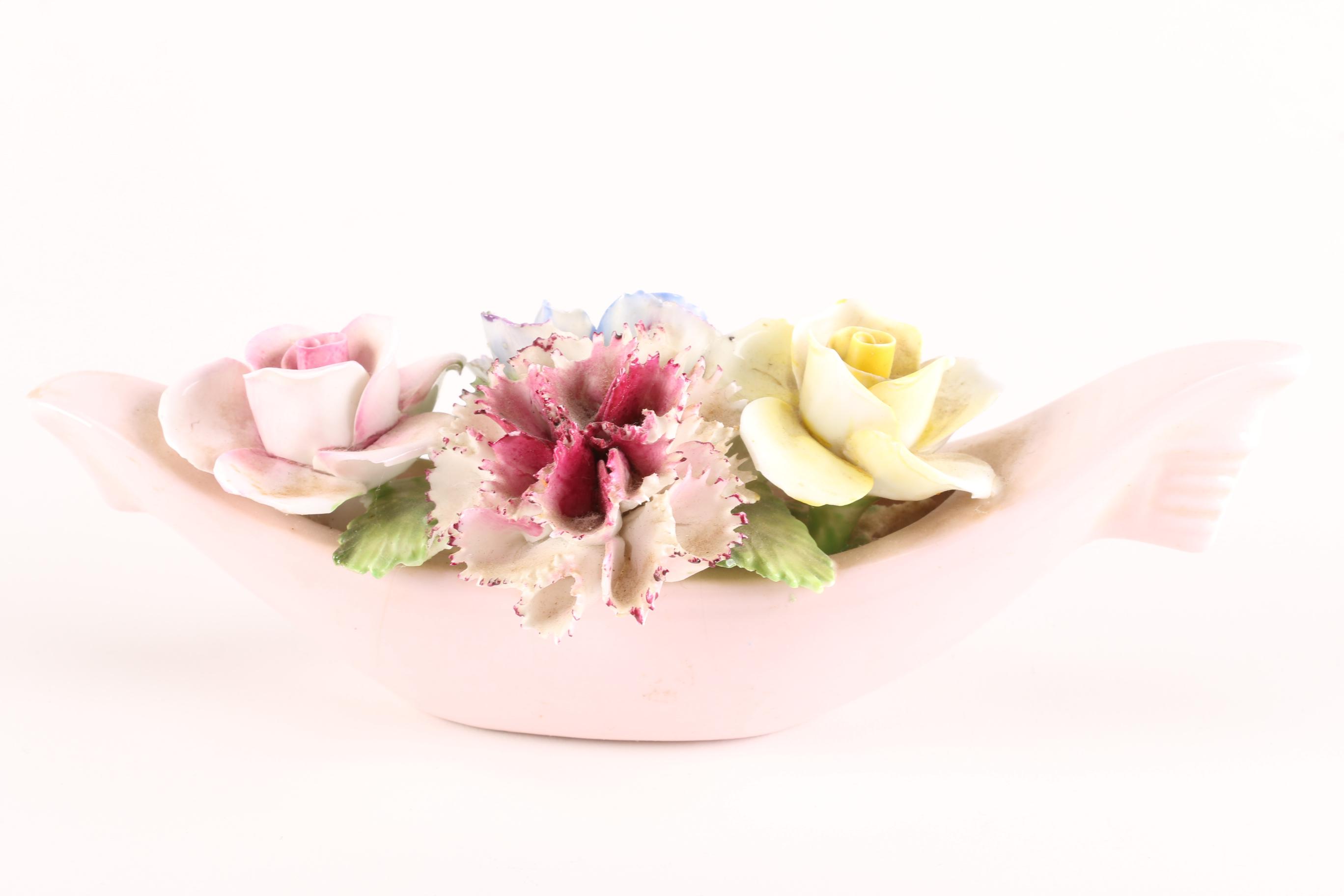 Porcelain Hummingbird and Floral Figures