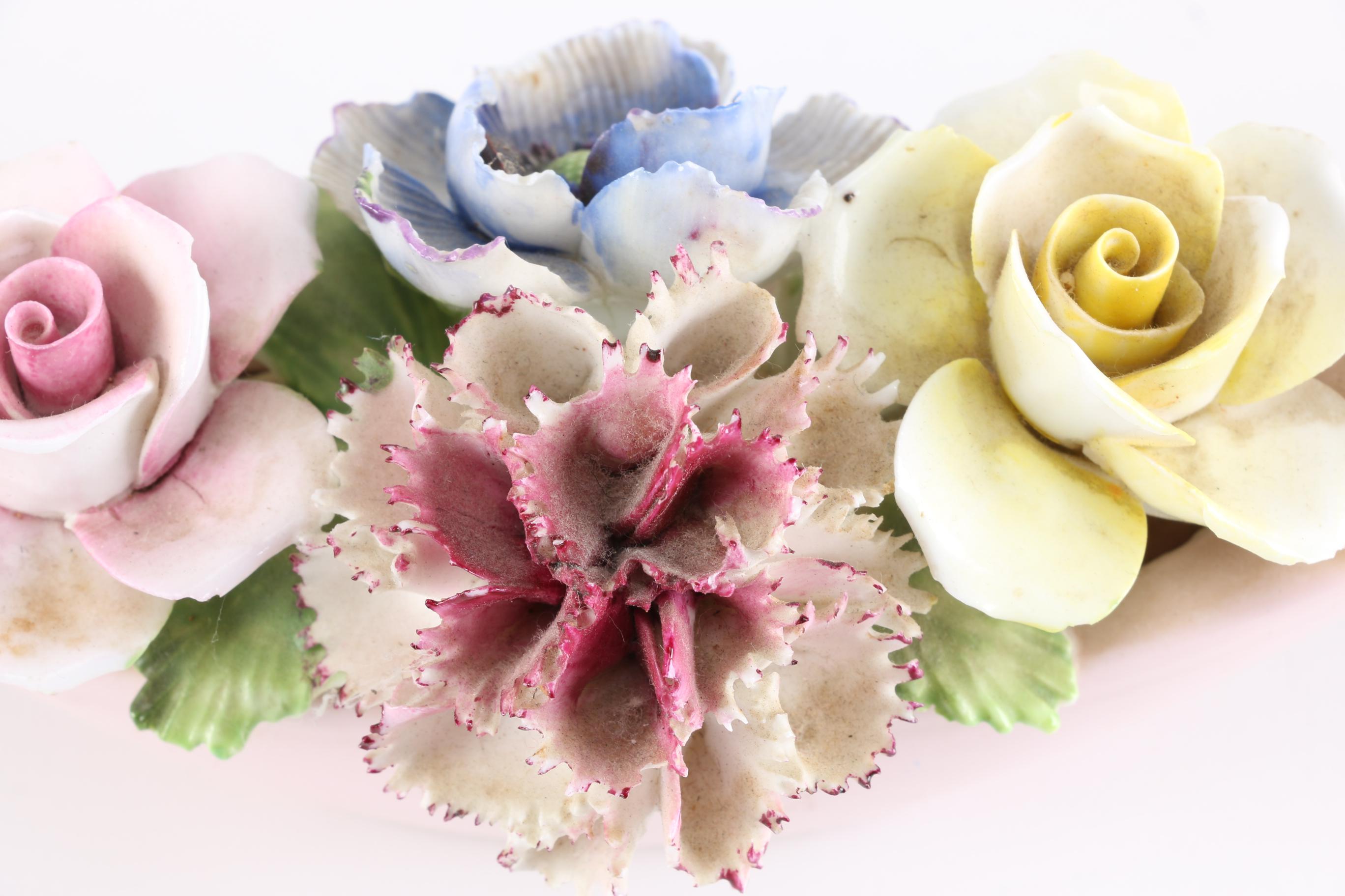 Porcelain Hummingbird and Floral Figures