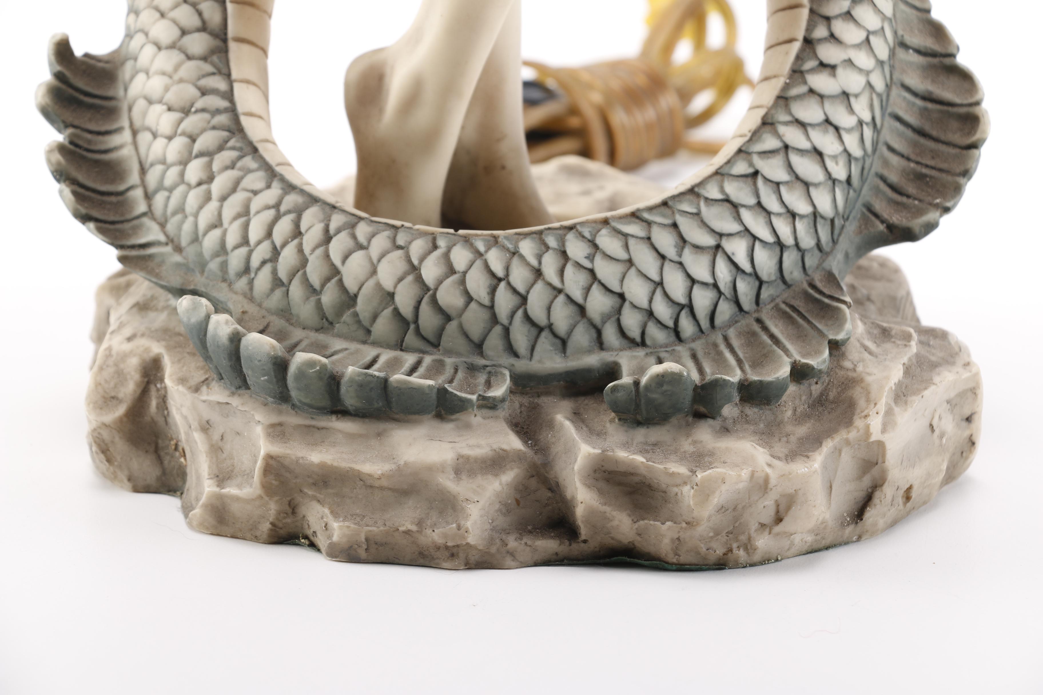 Figural Accent Lamp of Woman Entwined with a Sea Serpent