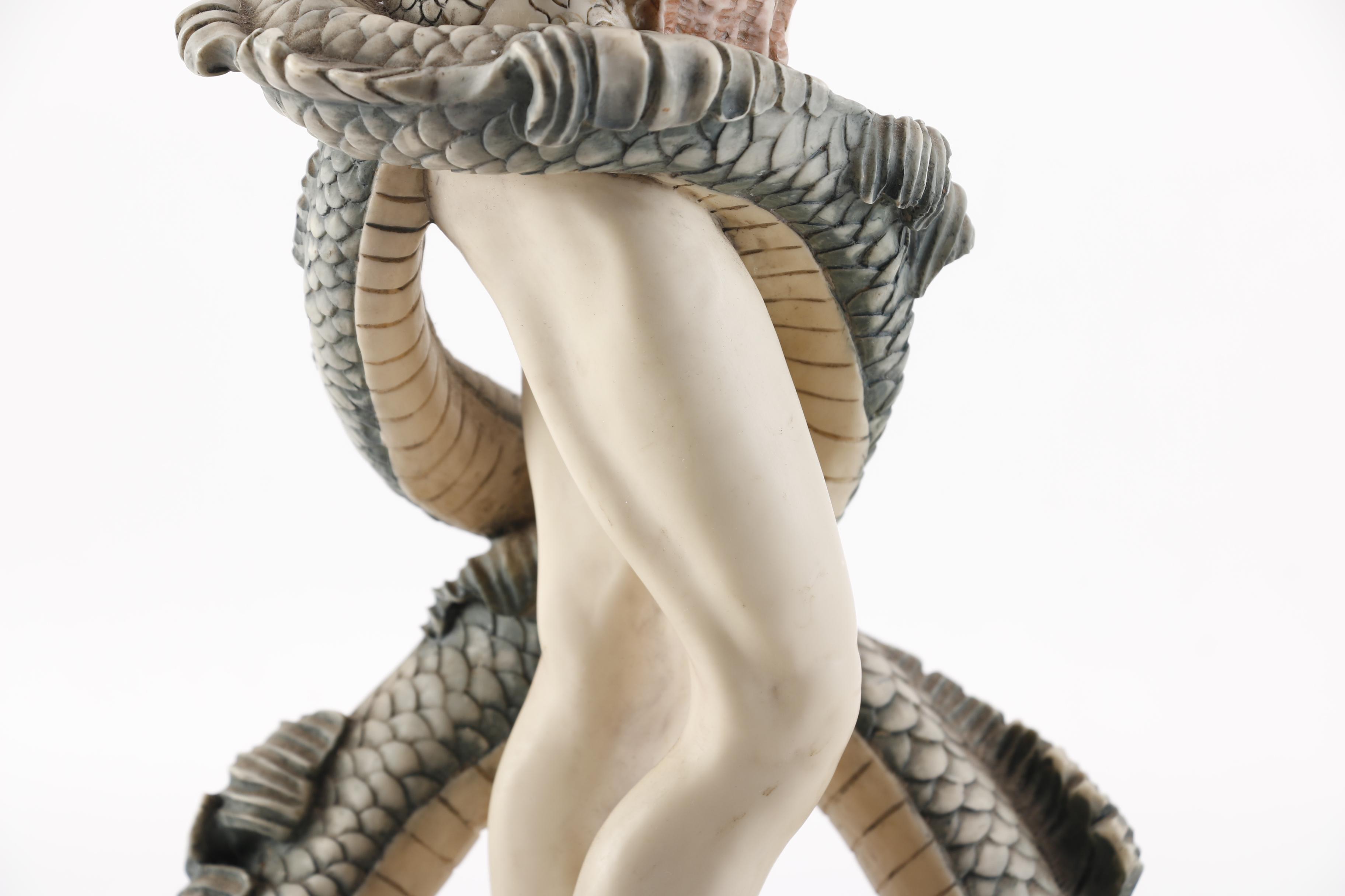 Figural Accent Lamp of Woman Entwined with a Sea Serpent