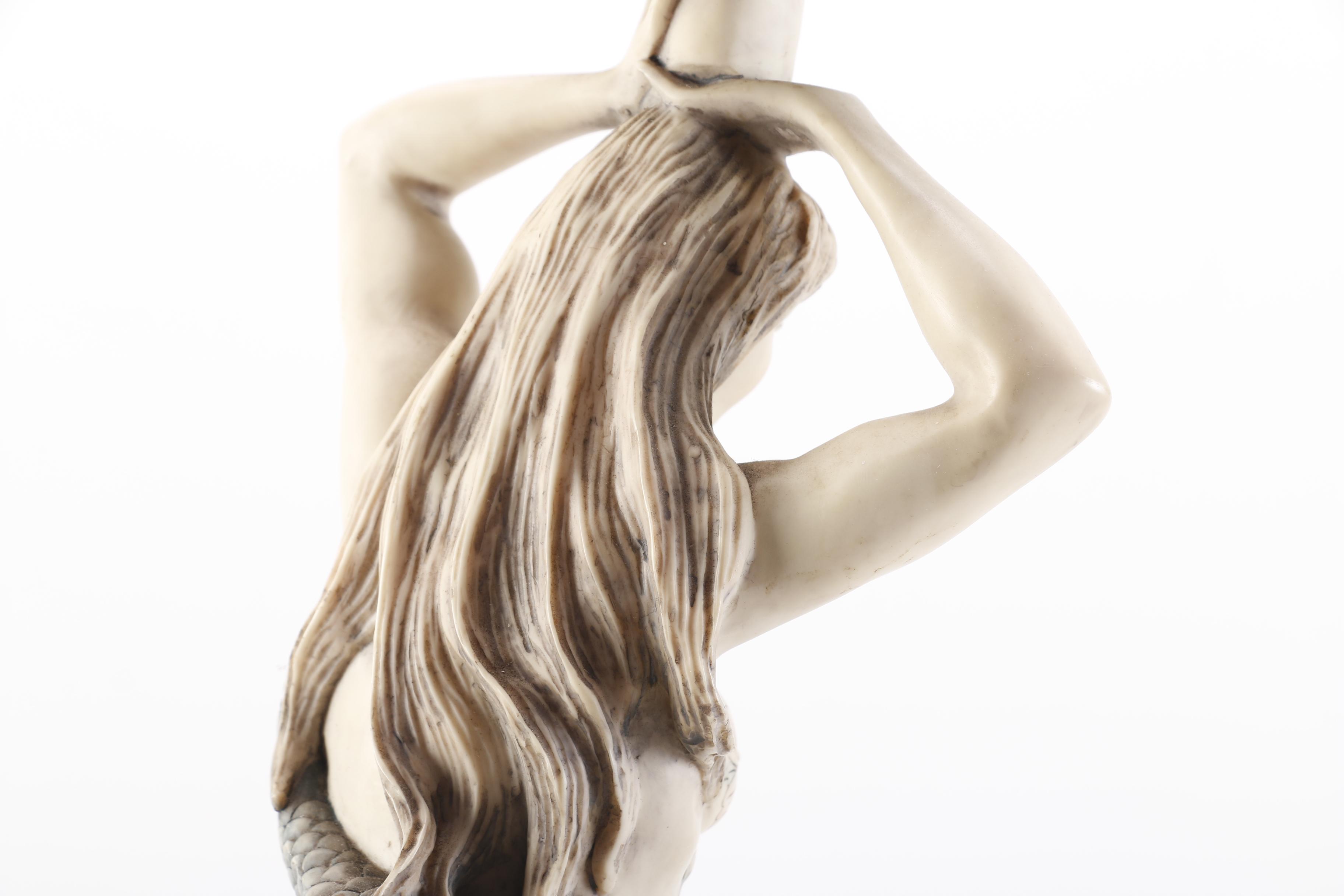 Figural Accent Lamp of Woman Entwined with a Sea Serpent