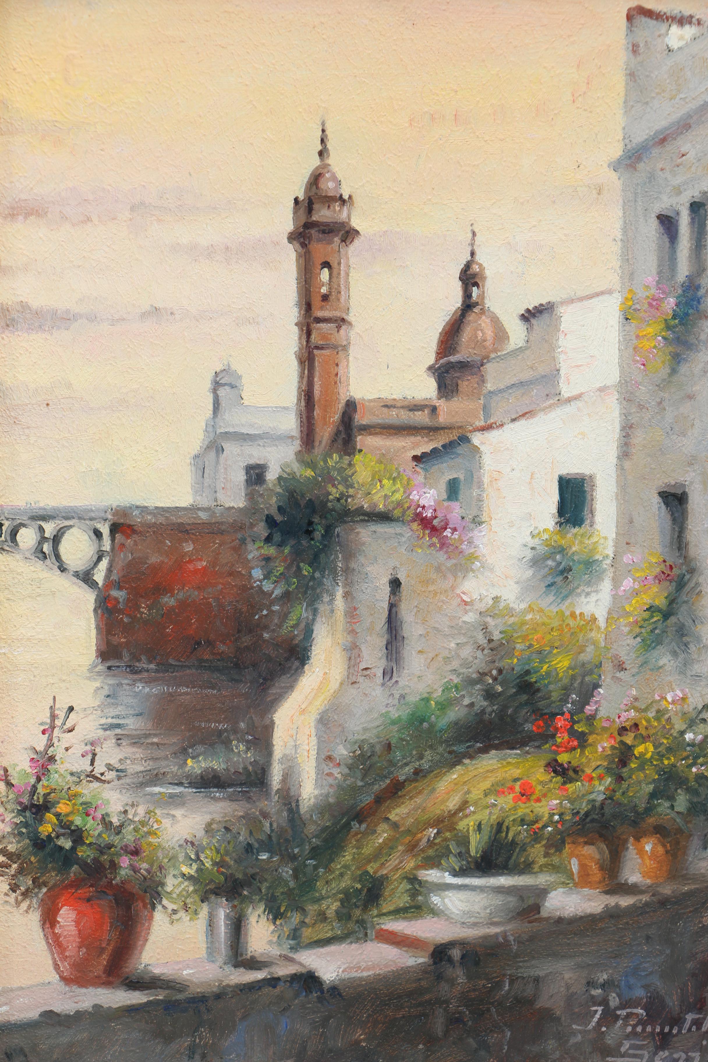 Framed Acrylic Painting of a Balcony