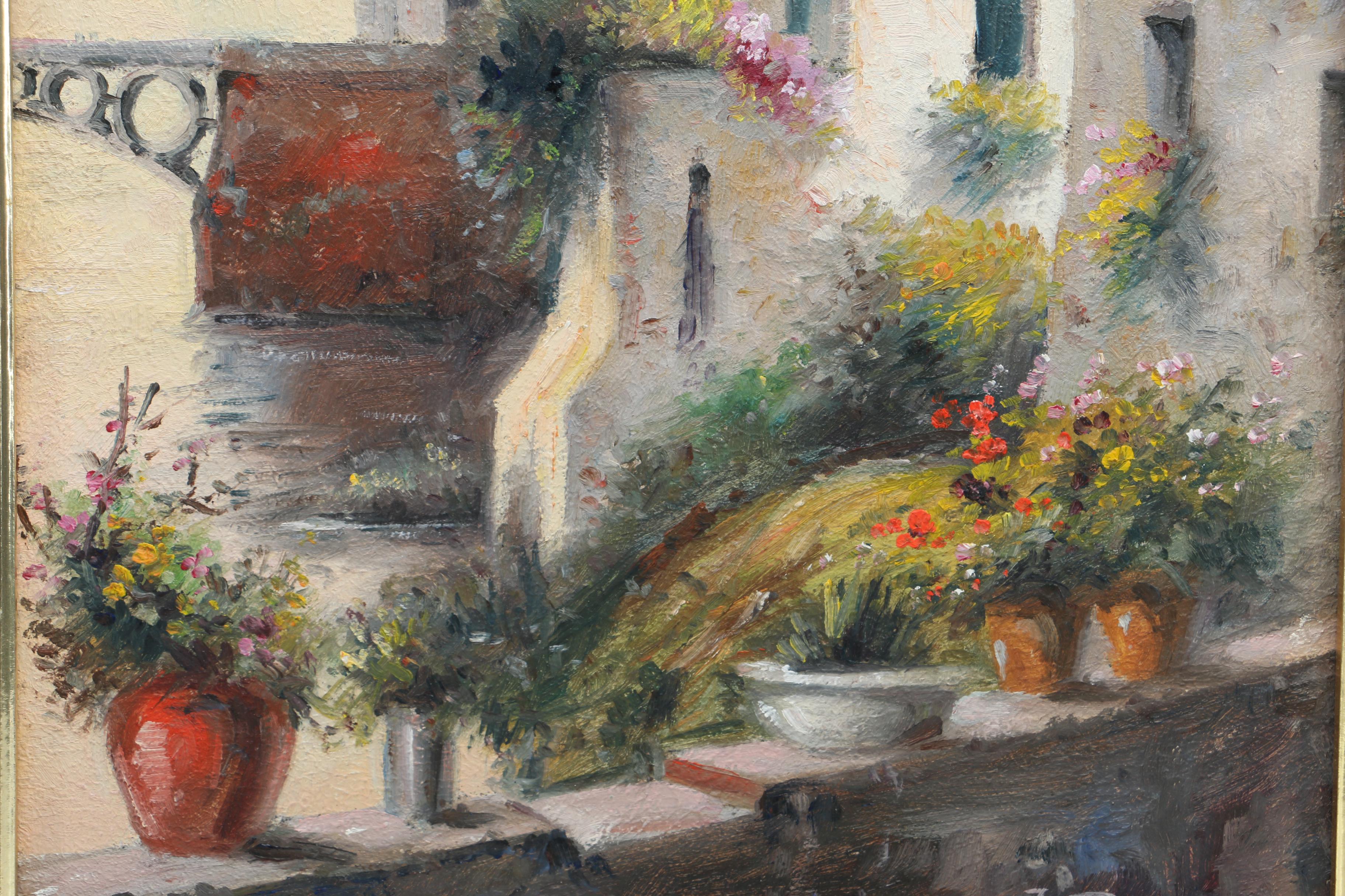 Framed Acrylic Painting of a Balcony