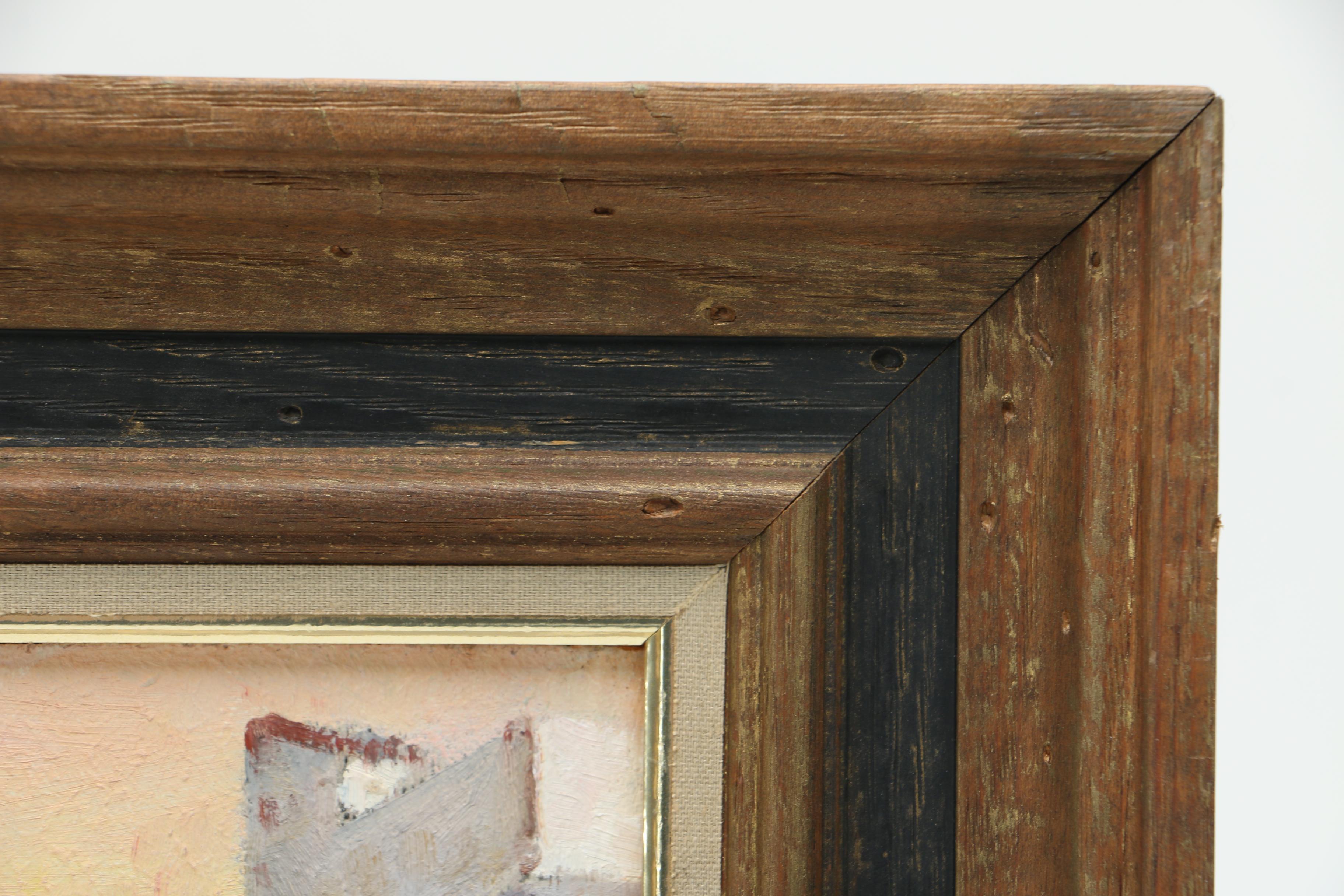 Framed Acrylic Painting of a Balcony