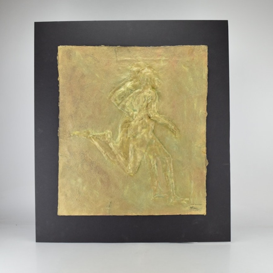 Tuska Studio "The Runners" Cast Paper Bas-Relief Sculpture on Board