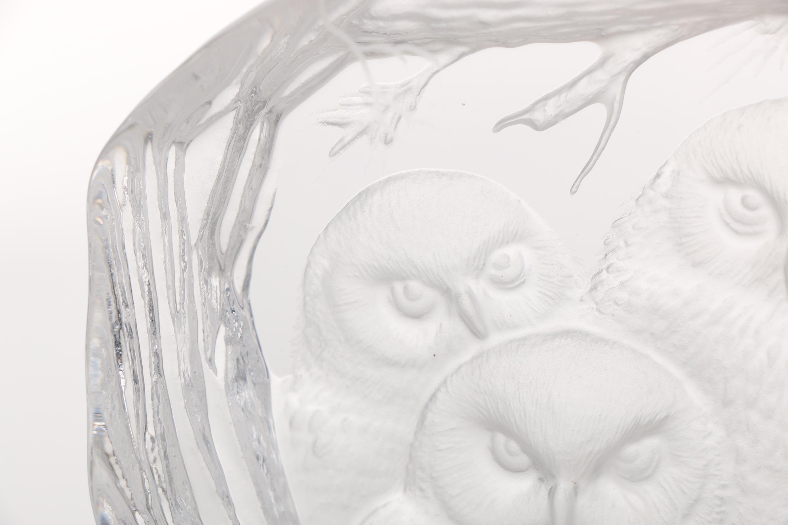 Alfred Capredoni for Dartington Crystal Sculptural Paperweight of Owls