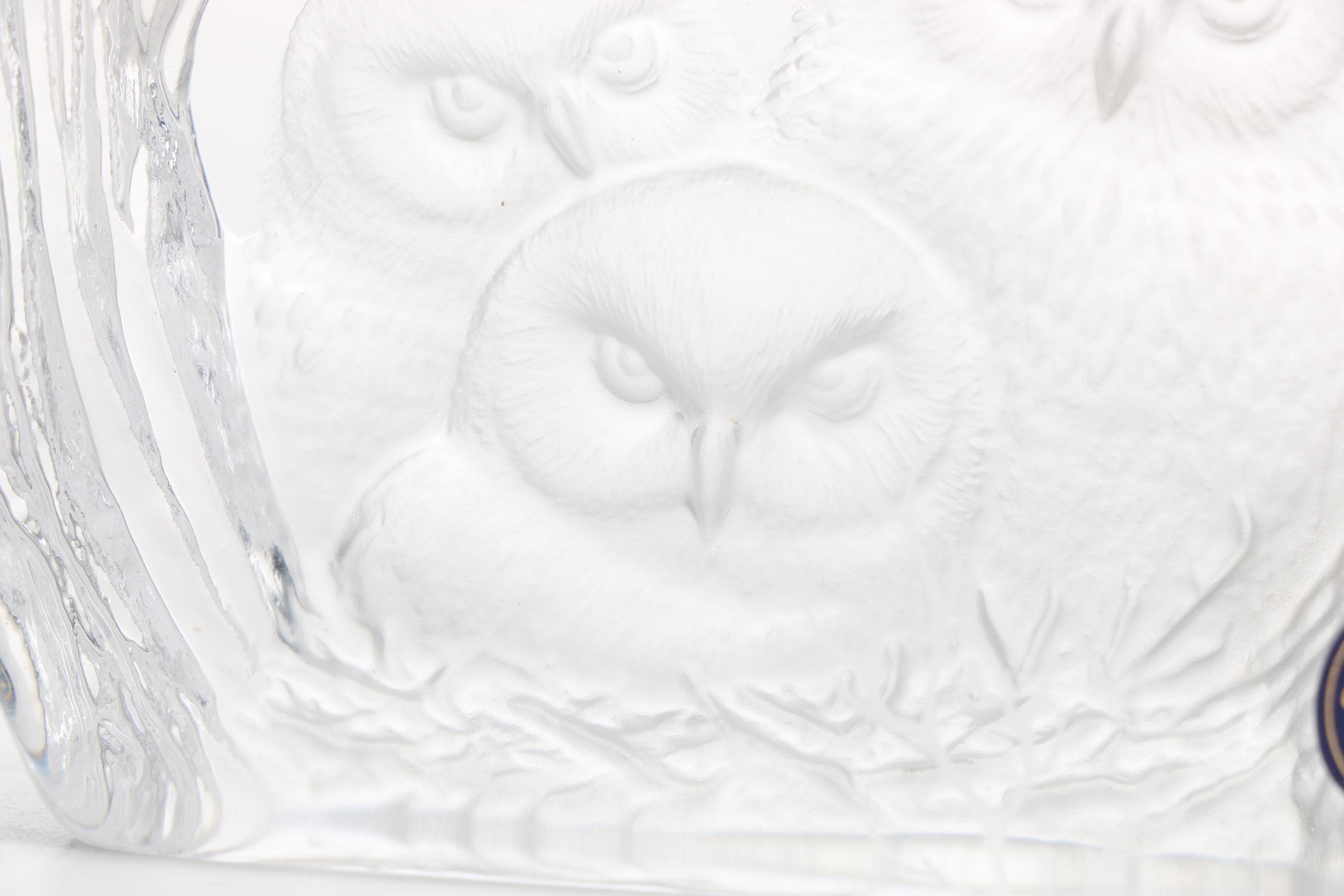 Alfred Capredoni for Dartington Crystal Sculptural Paperweight of Owls