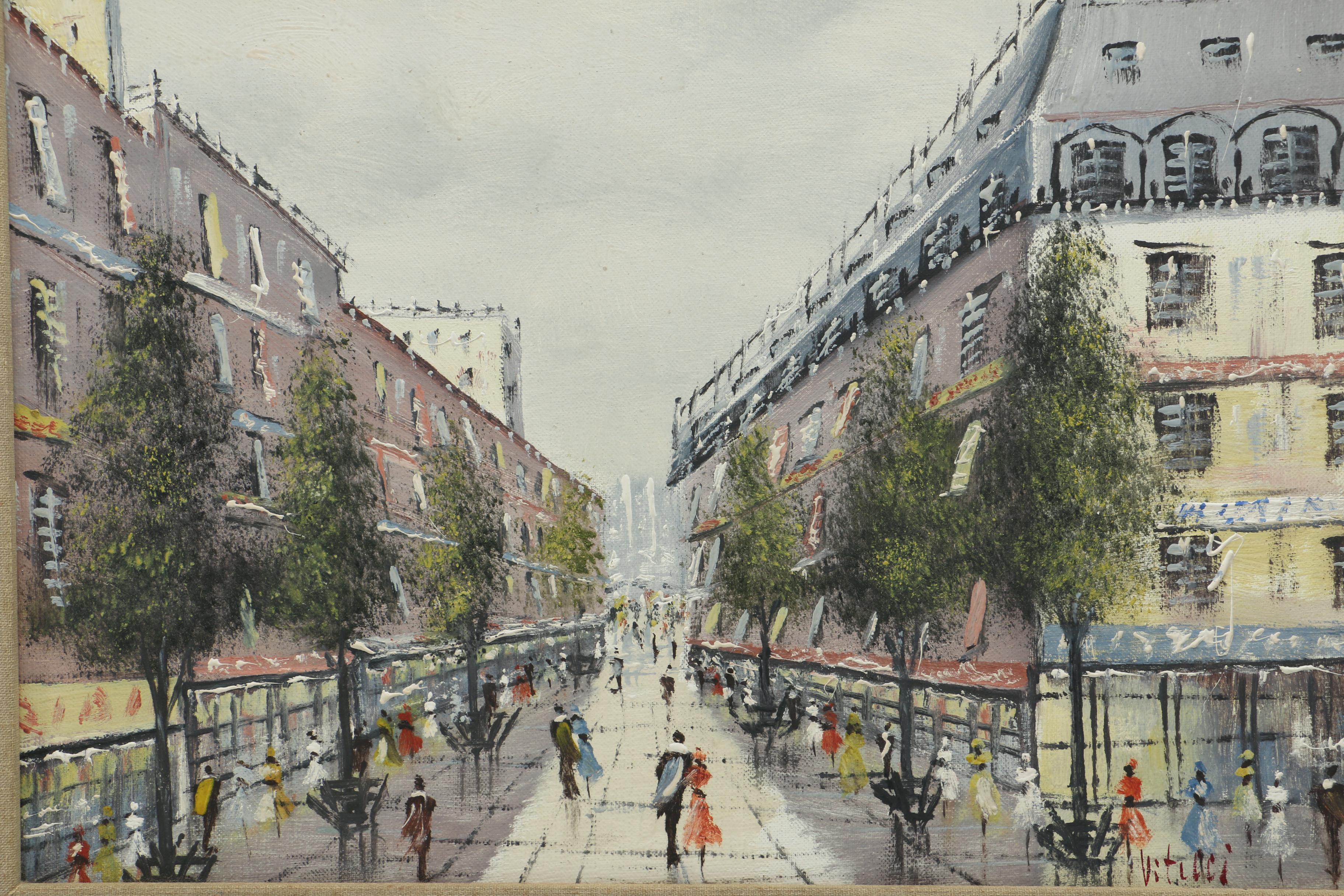 Vitelli Oil on Canvas Painting of Cityscape