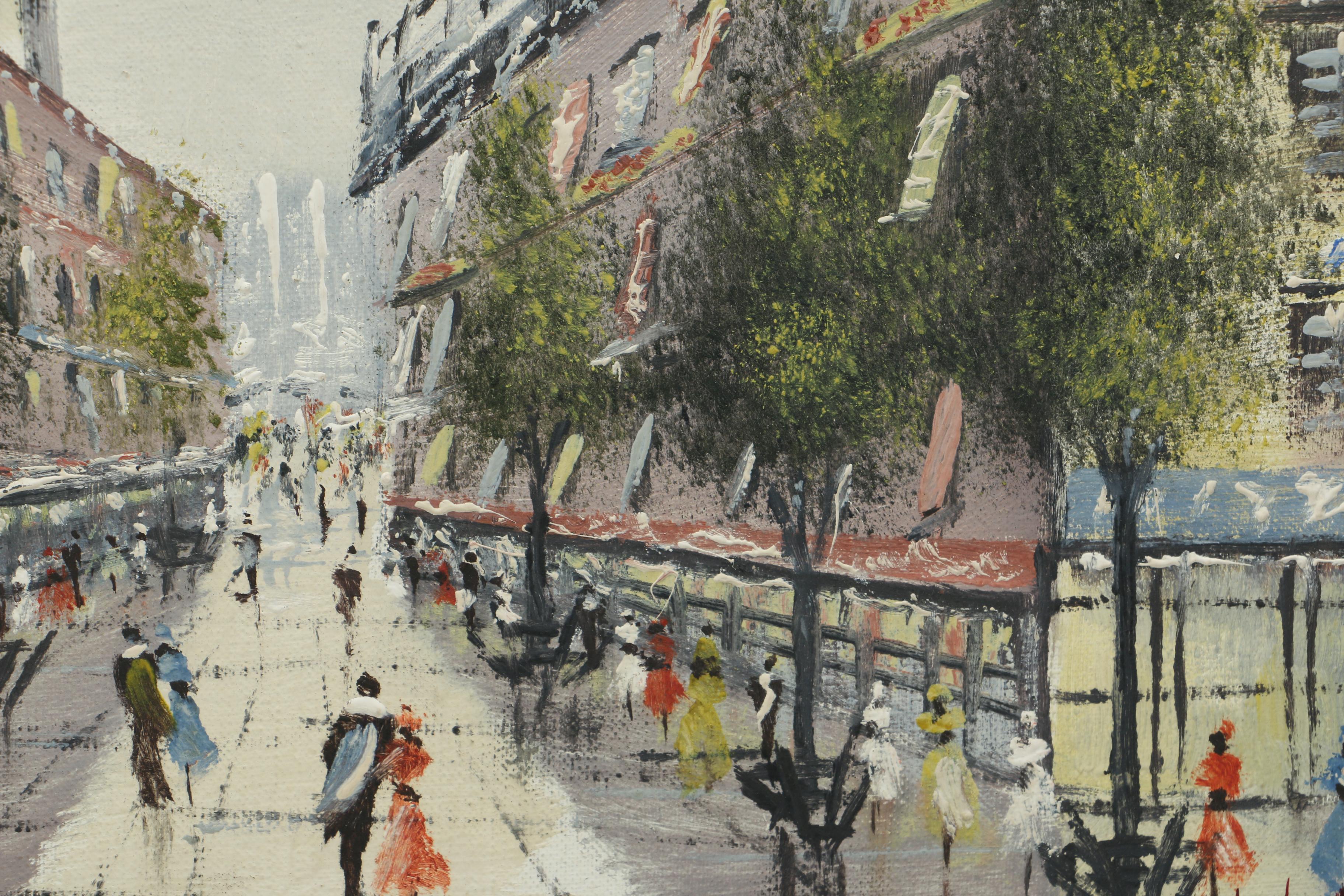 Vitelli Oil on Canvas Painting of Cityscape