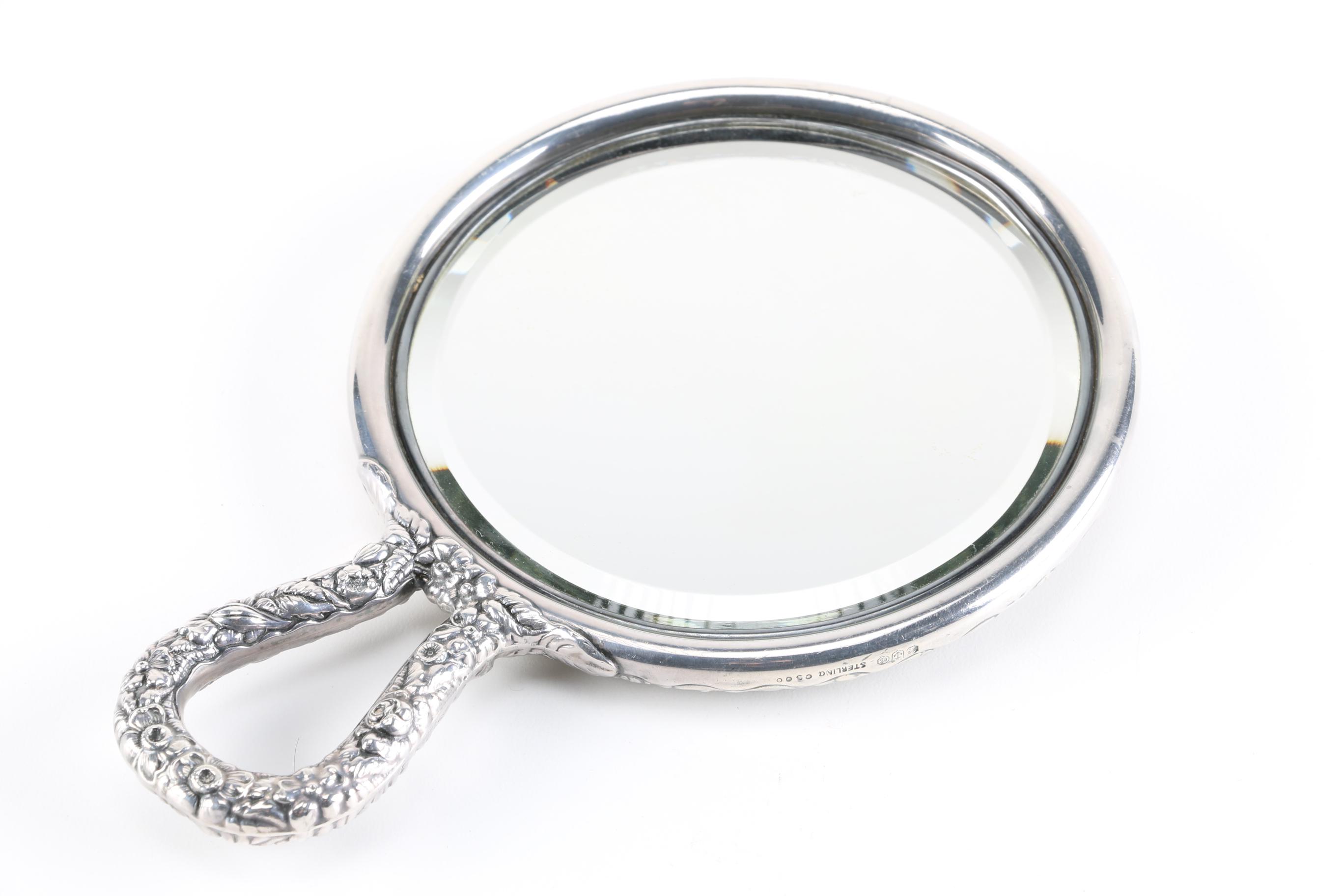 Gorham Sterling Mirror and A.E. Poston & Co. Ltd. Enamel Brush