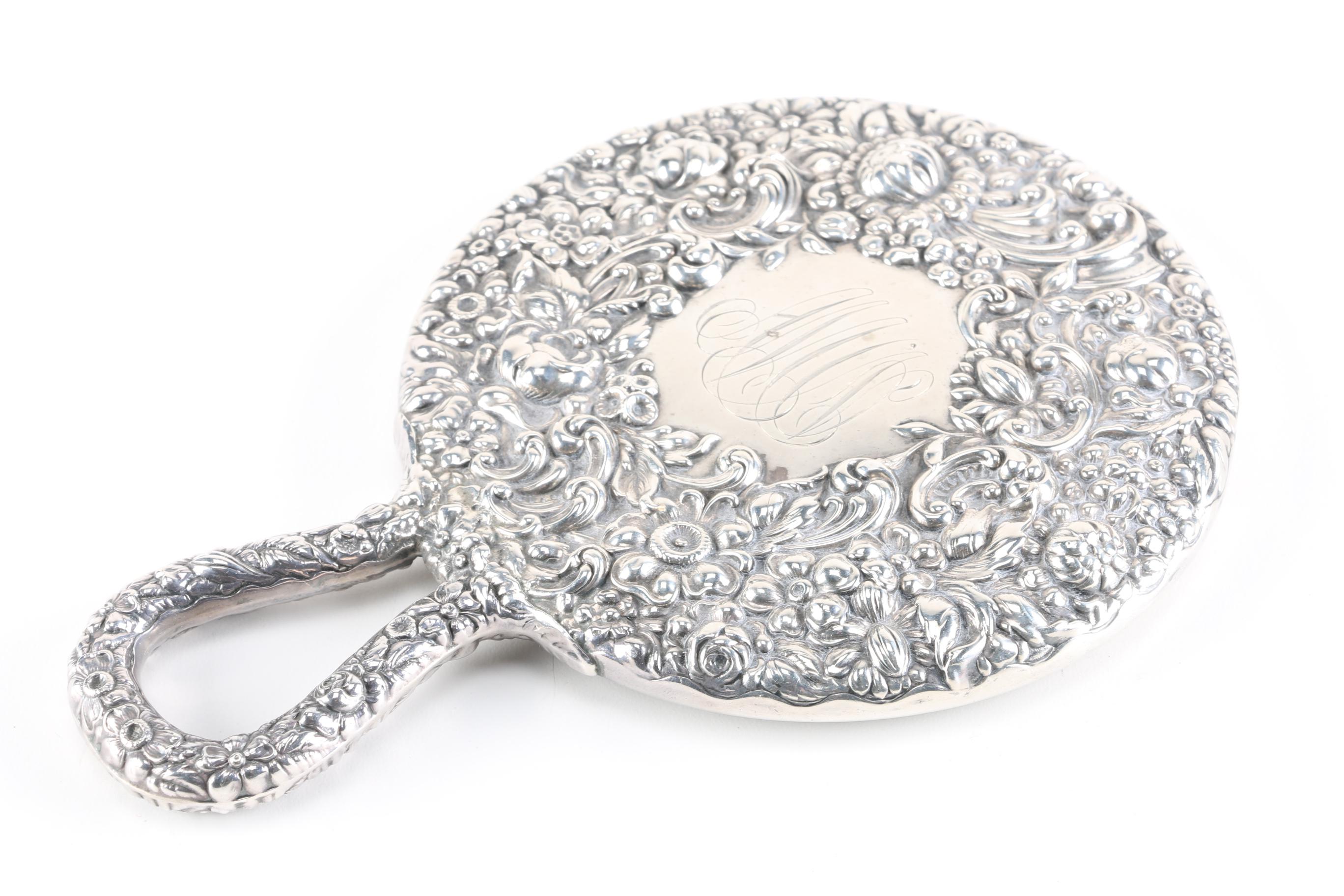 Gorham Sterling Mirror and A.E. Poston & Co. Ltd. Enamel Brush