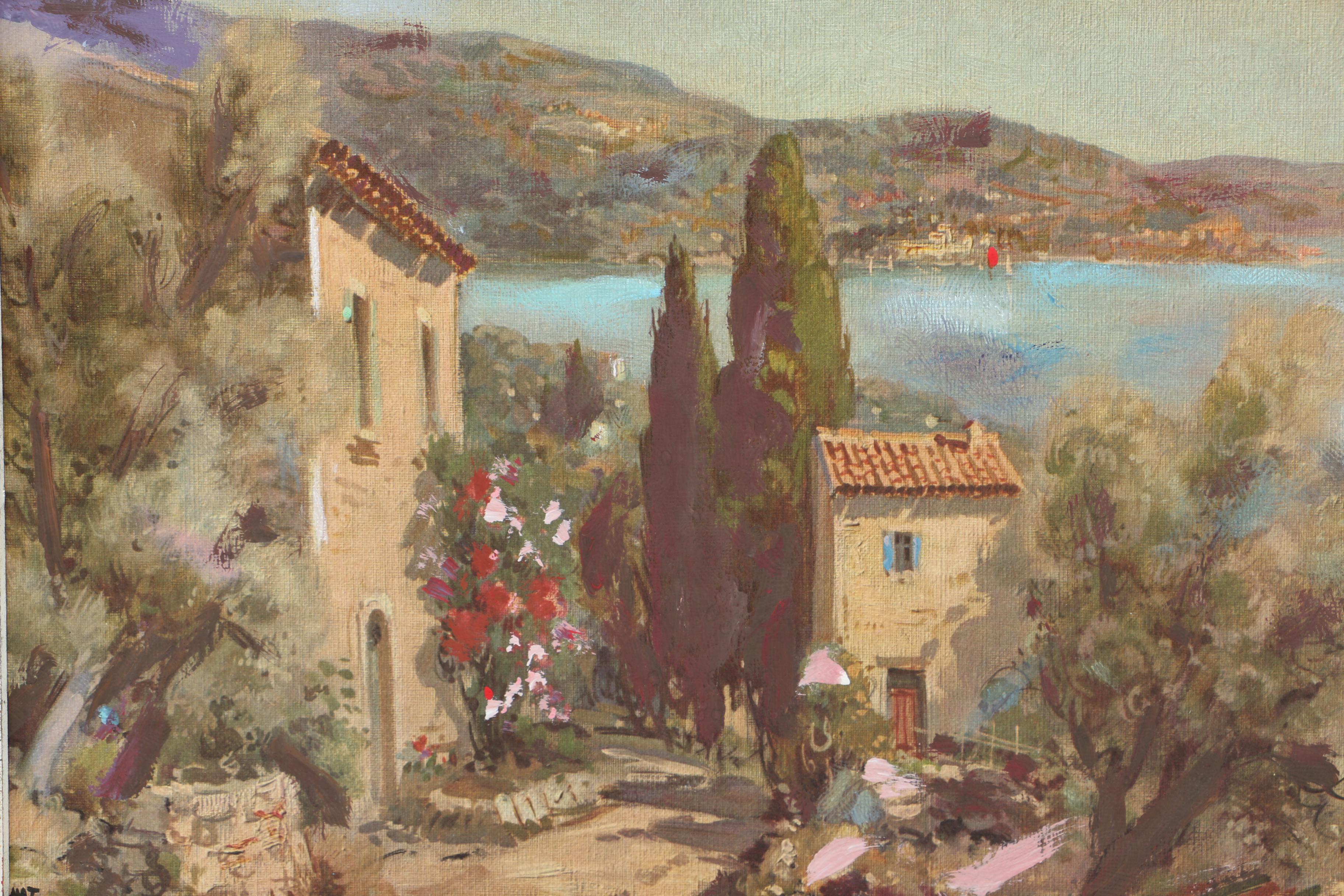 Offset Lithograph With Acrylic Inpainting of an Italian Landscape