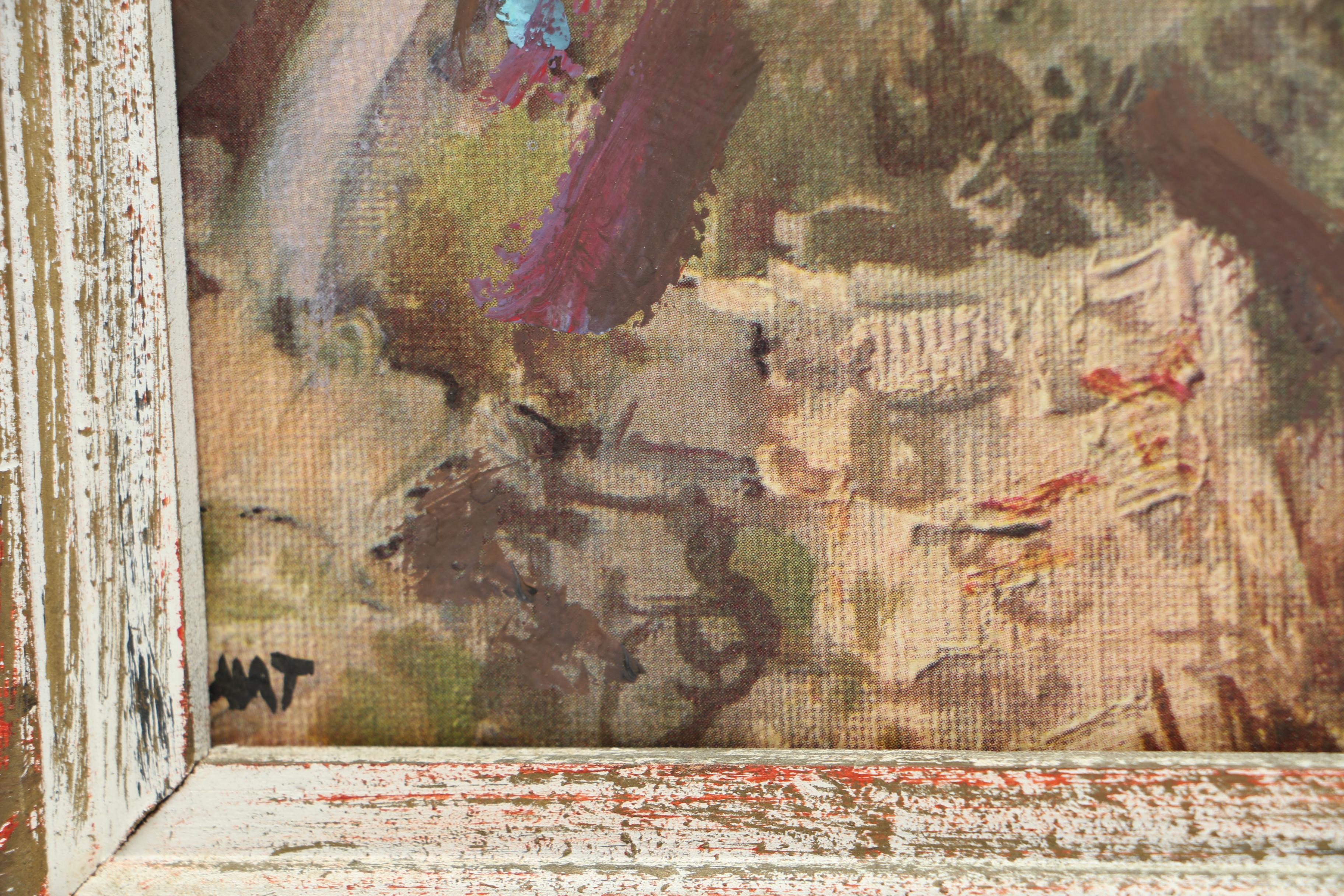 Offset Lithograph With Acrylic Inpainting of an Italian Landscape