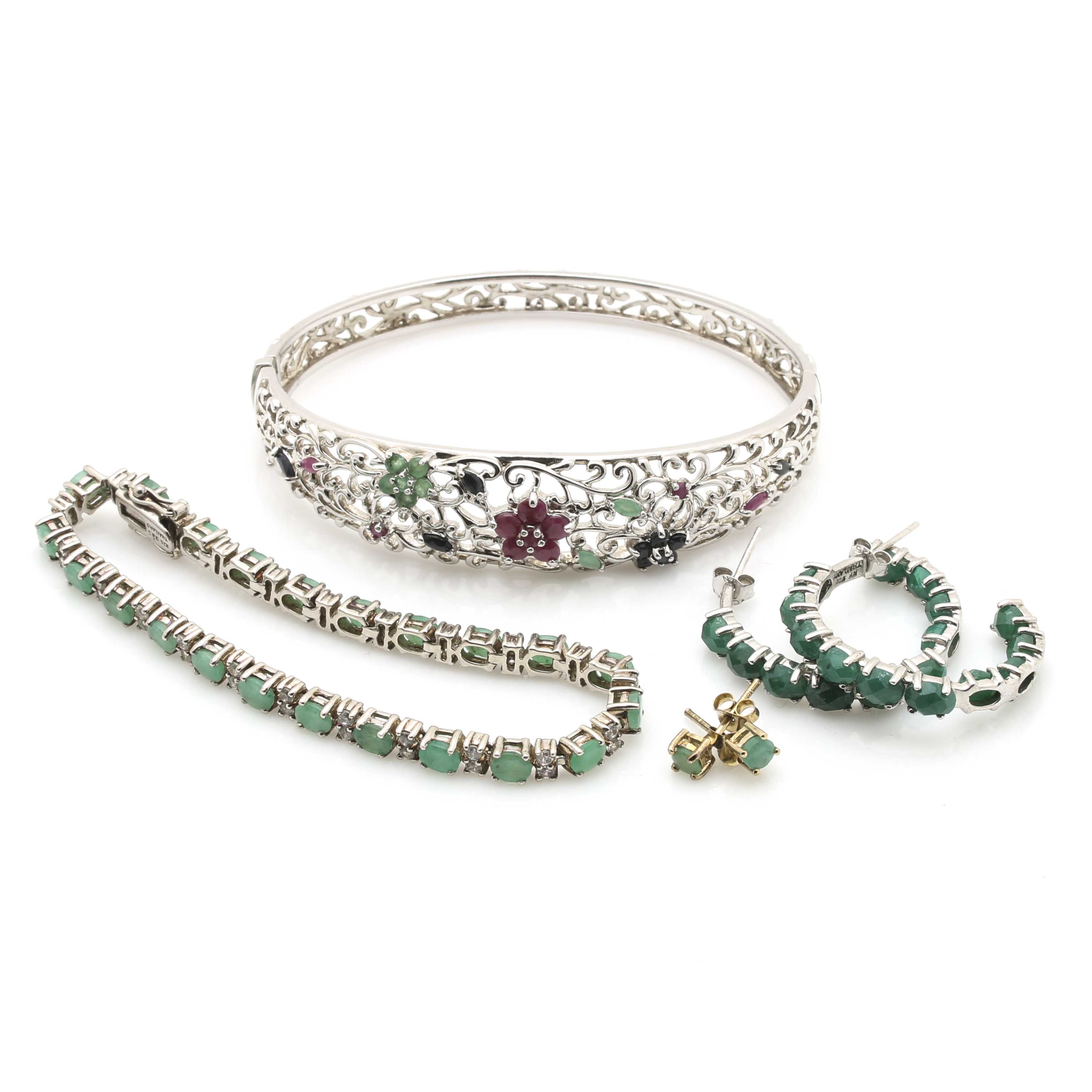 Sterling Silver and Emerald Jewelry