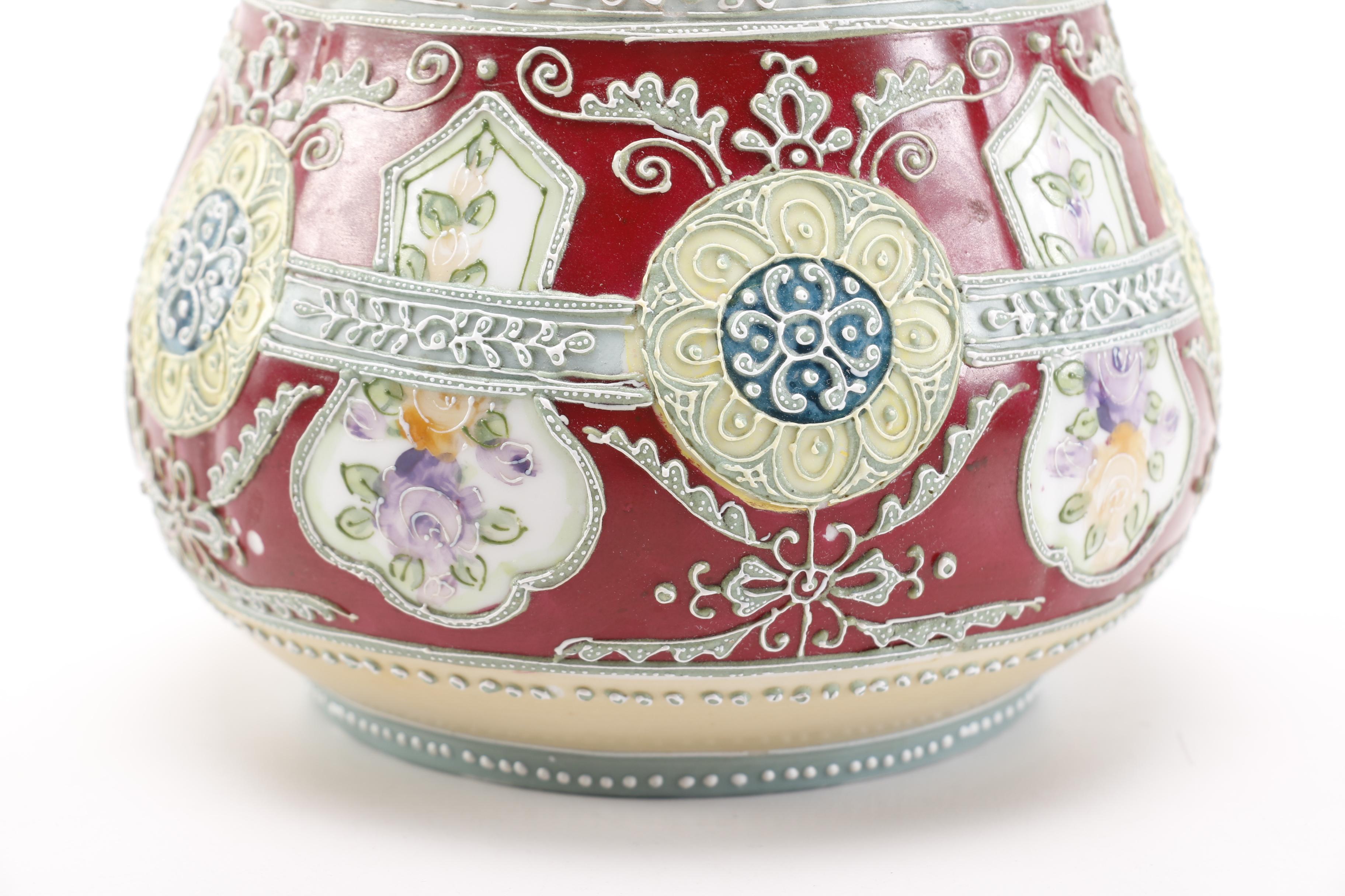 Circa 1902 Noritake Moriage Biscuit Barrel