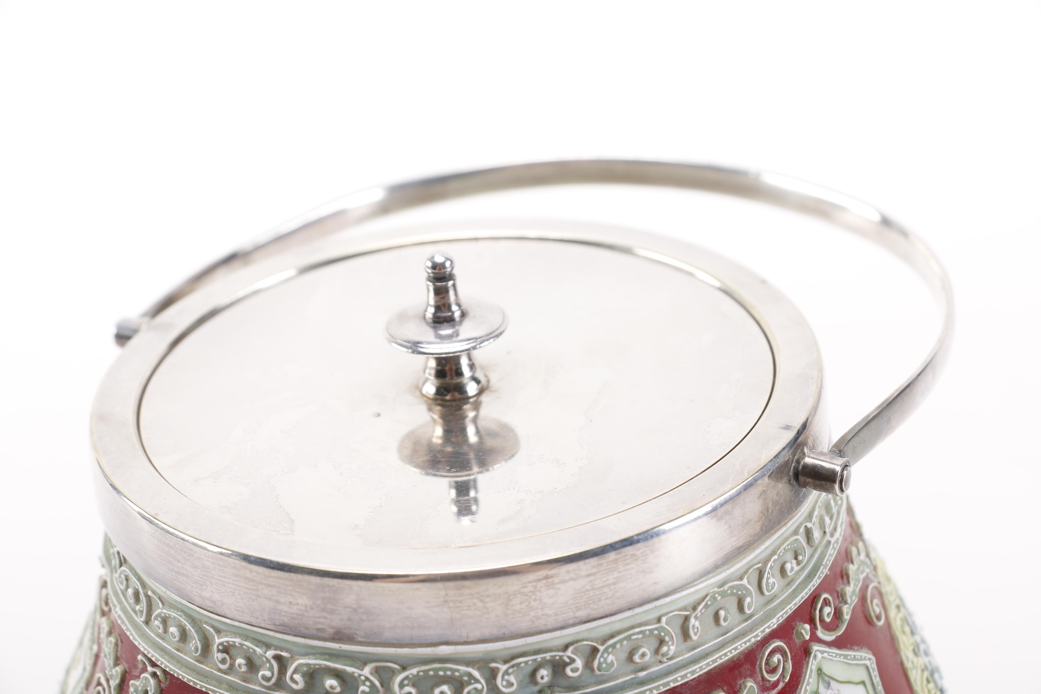 Circa 1902 Noritake Moriage Biscuit Barrel