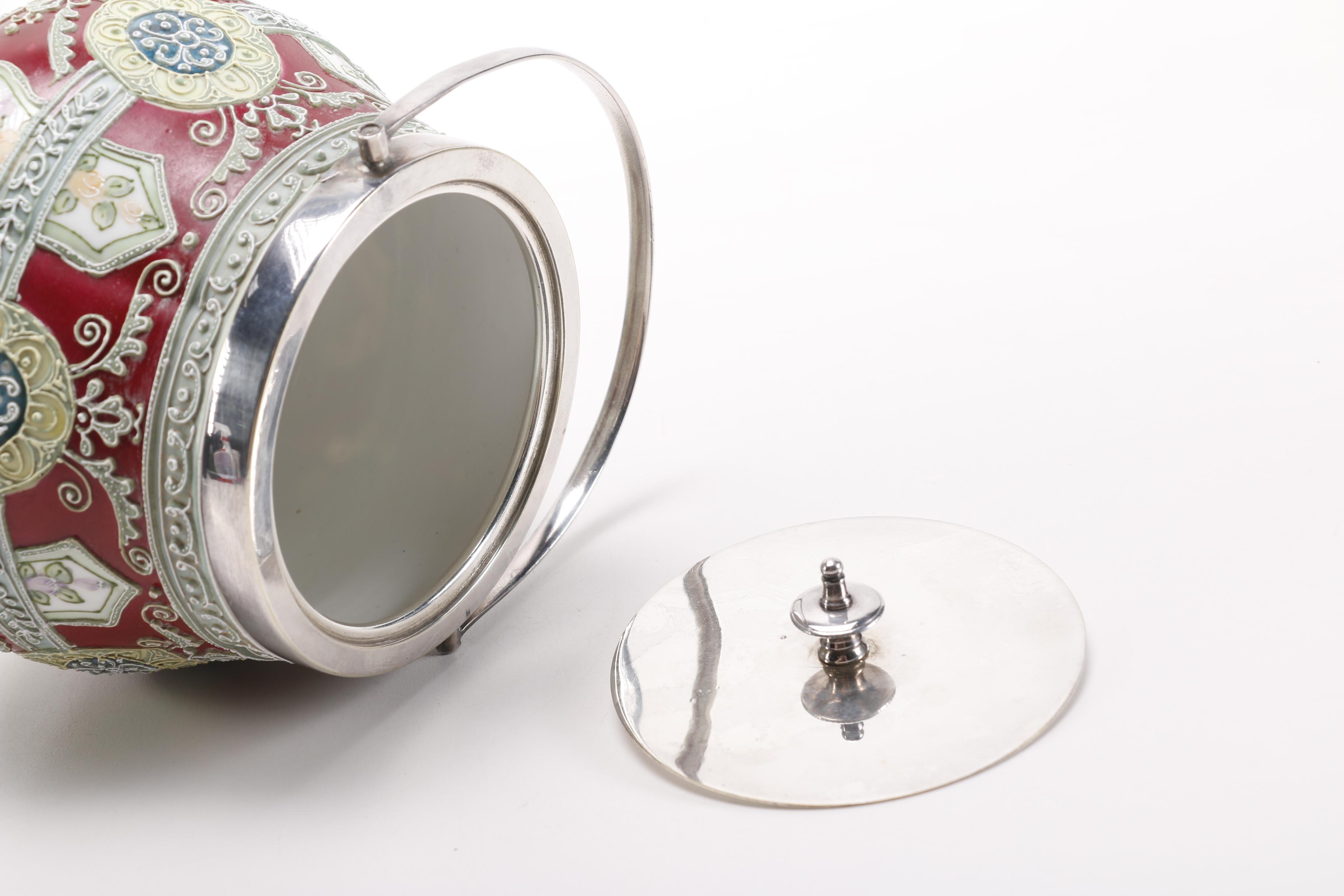 Circa 1902 Noritake Moriage Biscuit Barrel